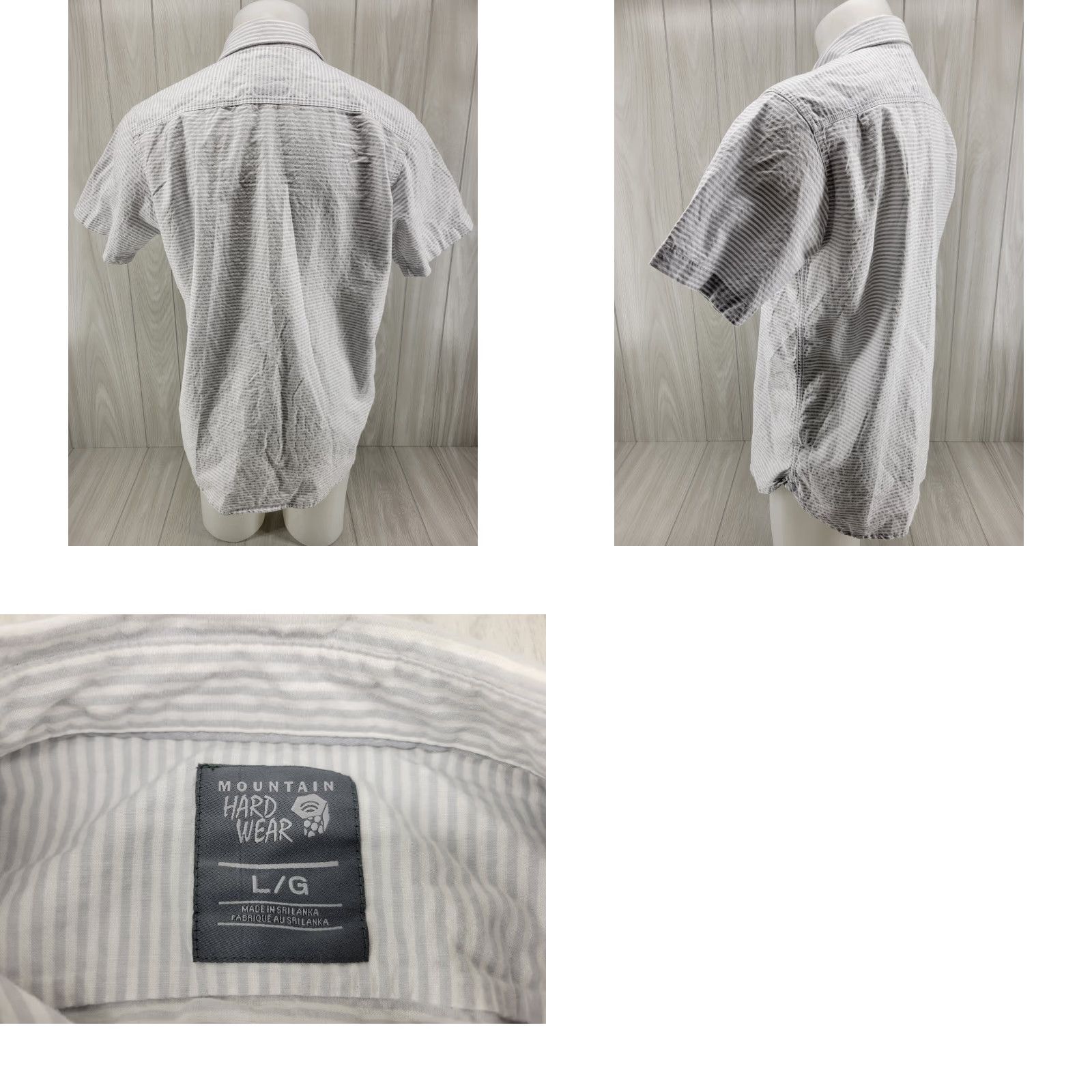 Mountain Hardwear Mountain Hardwear Shirt Mens Large White Gray Stripes Short Sleeve Button Front Size US L / EU 52-54 / 3 - 8 Thumbnail