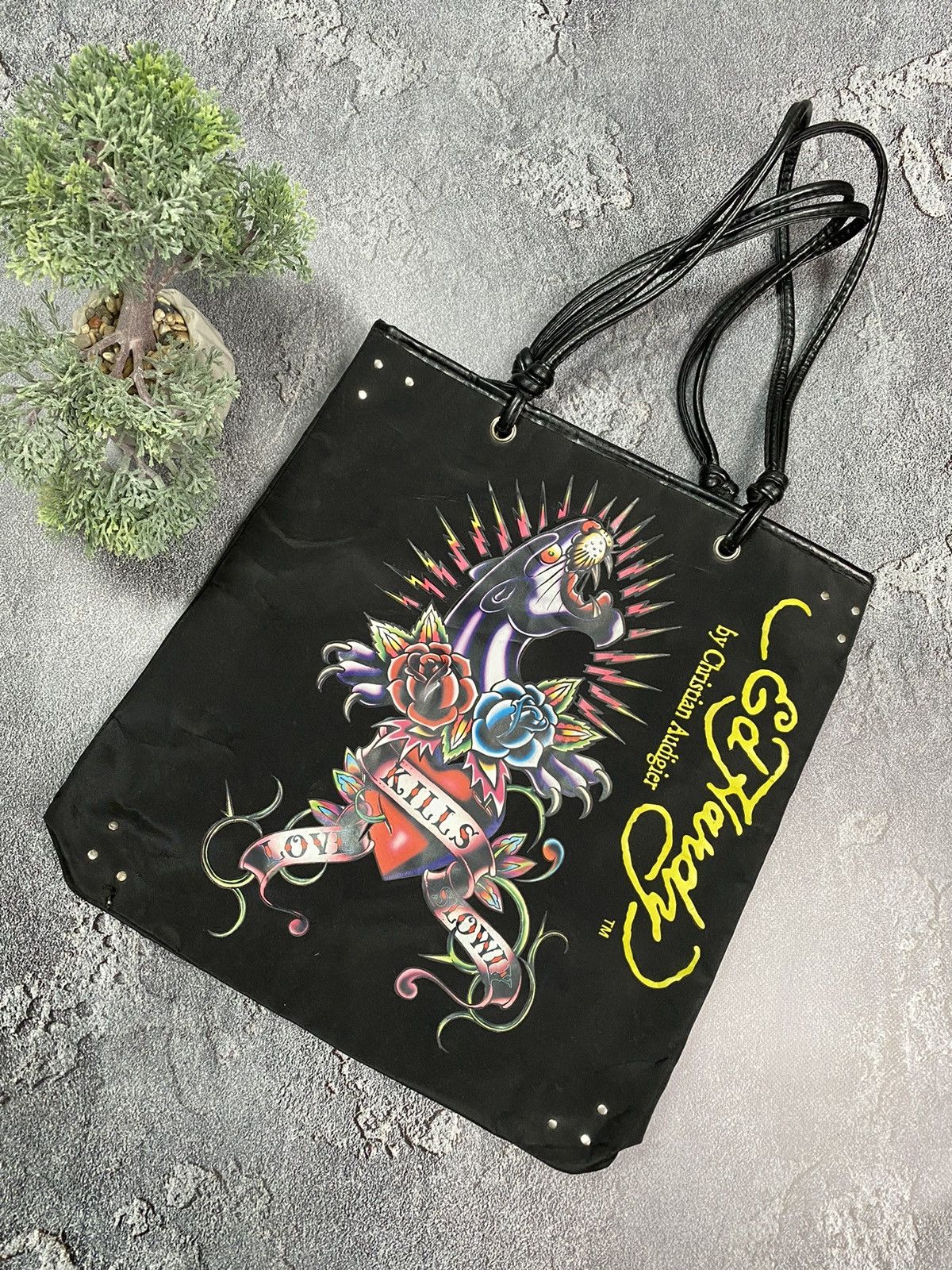 By Christian Audigier Y2K Tote Bag in Black, Men's