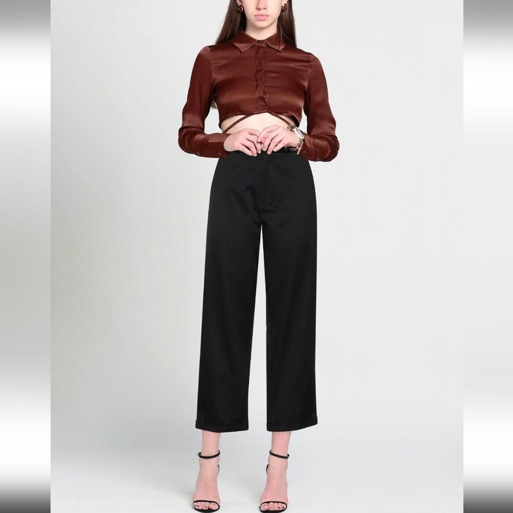 Ih Nom Uh Nit IH NOM UH NOT Black Wide Leg Pants with Tailored Look Size 34" / US 12 / IT 48 - 1 Thumbnail