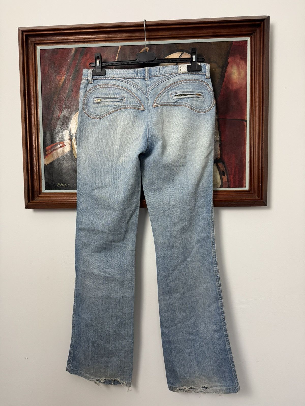Roberto Cavalli Just Cavalli Flared Jeans Denim Pant Vintage Y2k Avant Garde Size 27" / US 4 / IT 40 - 2 Thumbnail