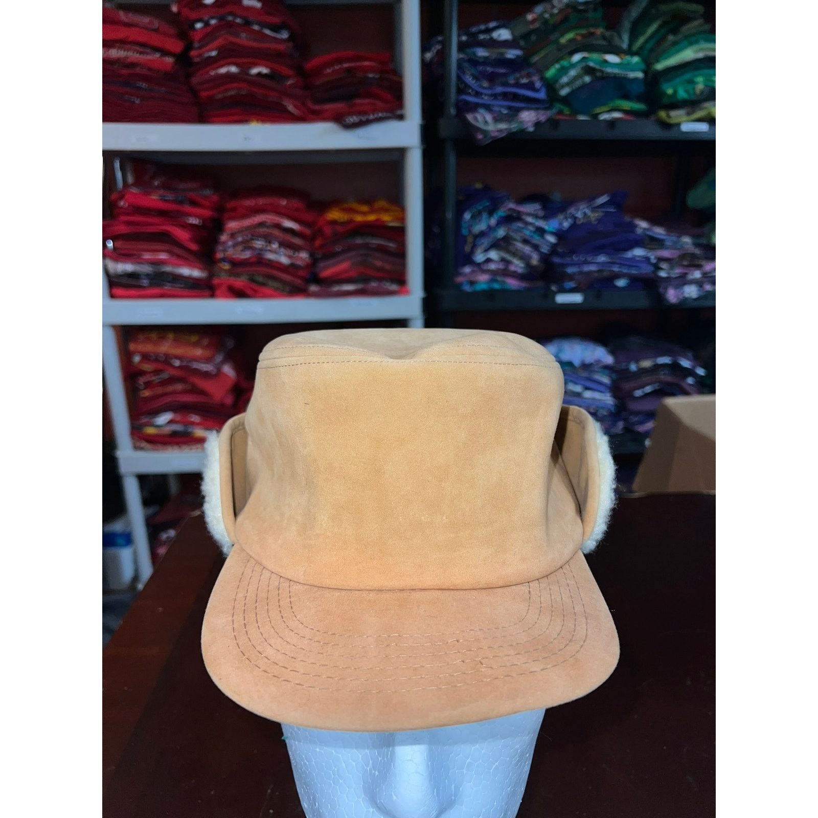 Vintage Vintage Trapper Hat Sheepskin Suede K-Brand 1980s 80s VTG OS Size ONE SIZE - 2 Thumbnail