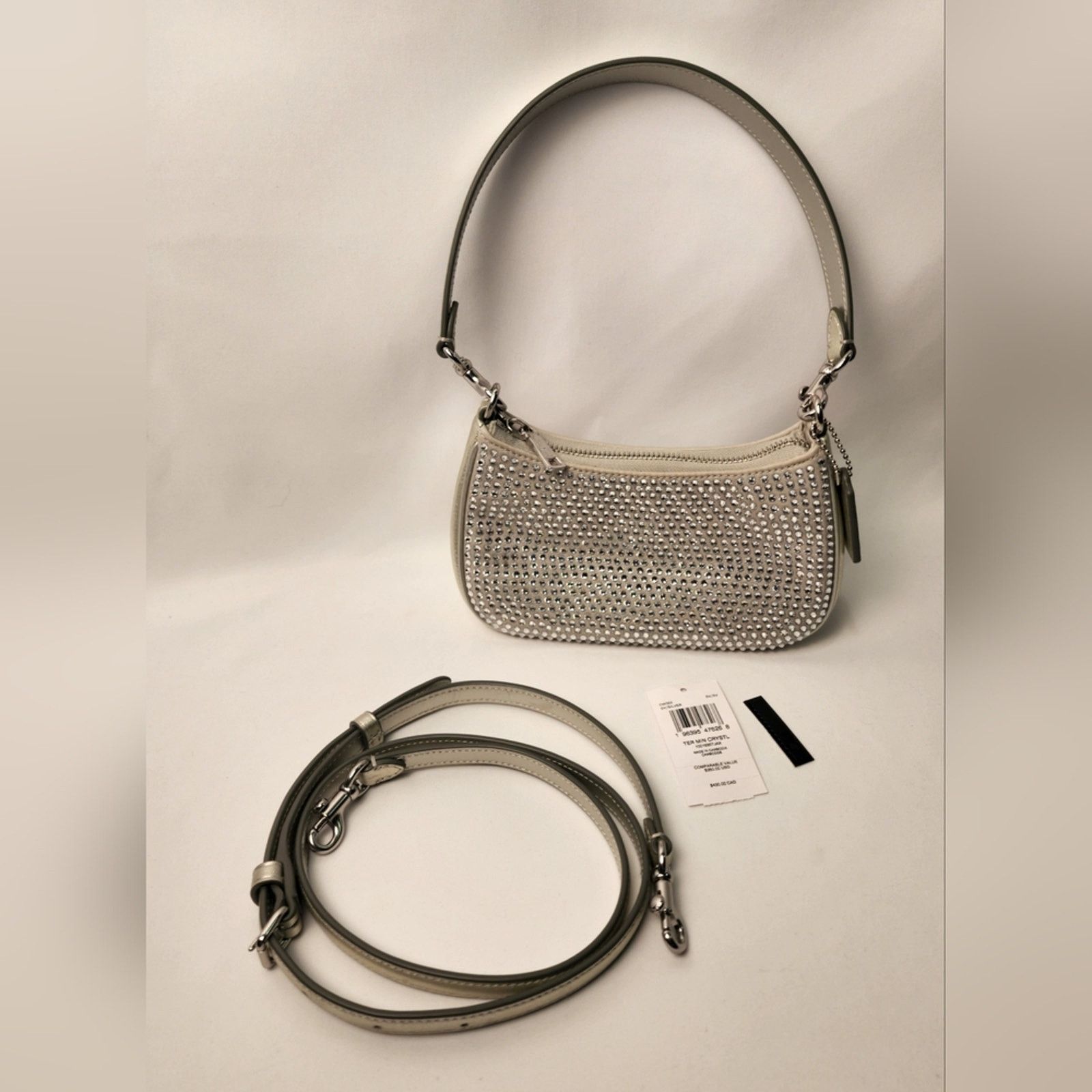 Coach Coach Teri Mini Crossbody Bag Silver Leather Crystal Shoulde Size ONE SIZE - 1 Thumbnail