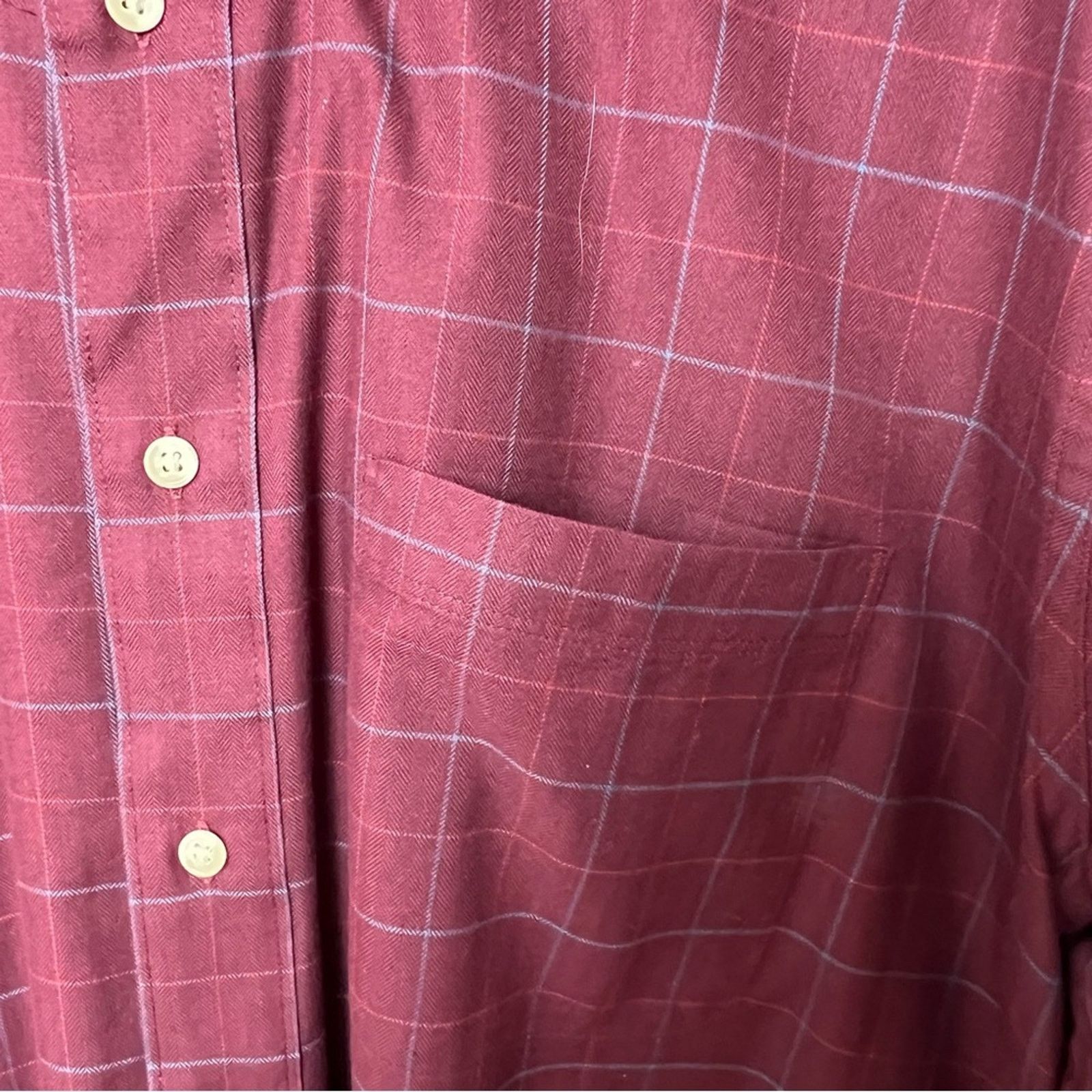 Izod Izod Maroon Windowpane Plaid Button Down Shirt Men’s Large Size US L / EU 52-54 / 3 - 8 Thumbnail