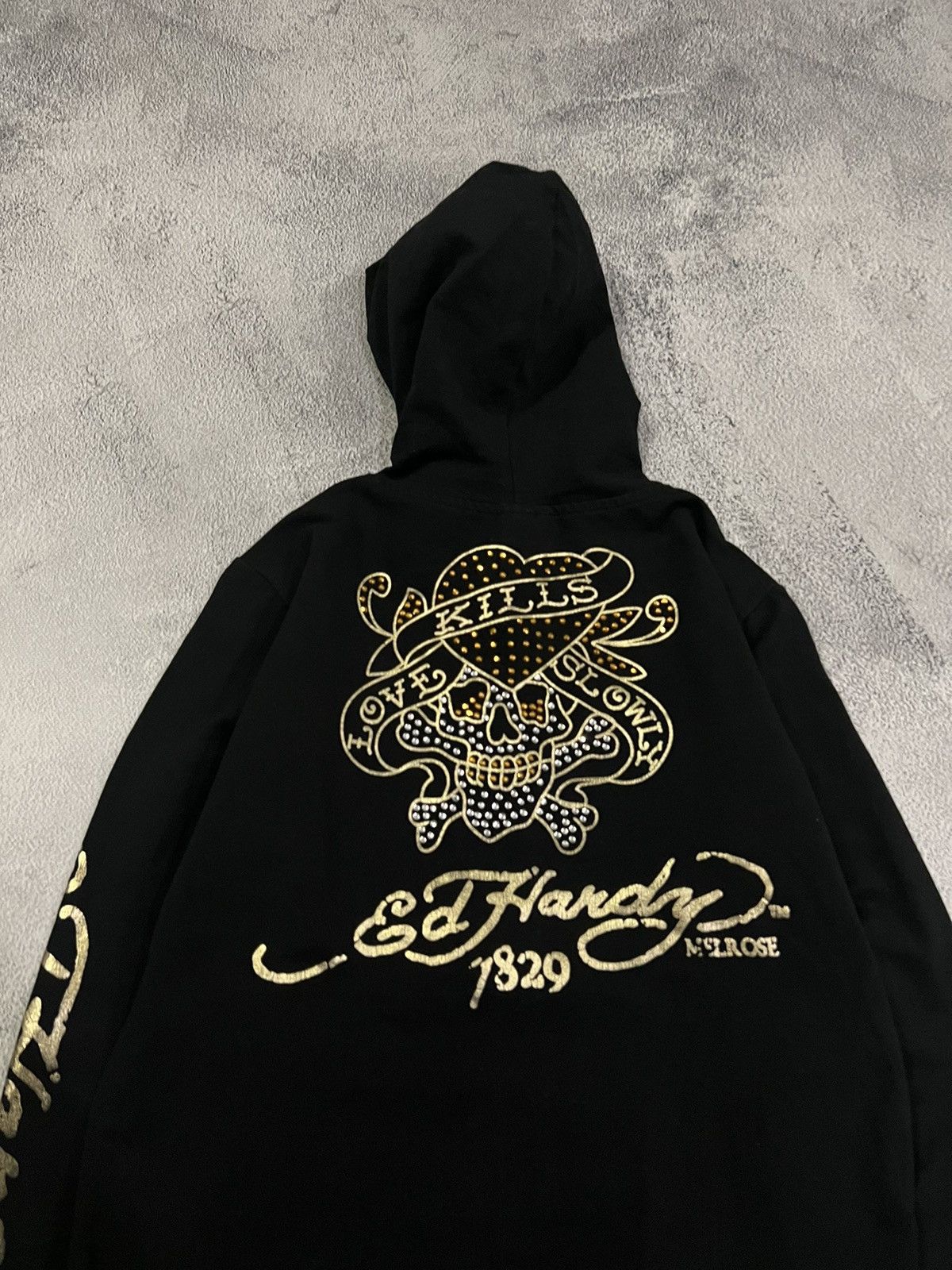 Vintage Y2k Ed Hardy Love Kills Slowly ☠️❤️‍🩹 Zip Hoodie 00’s