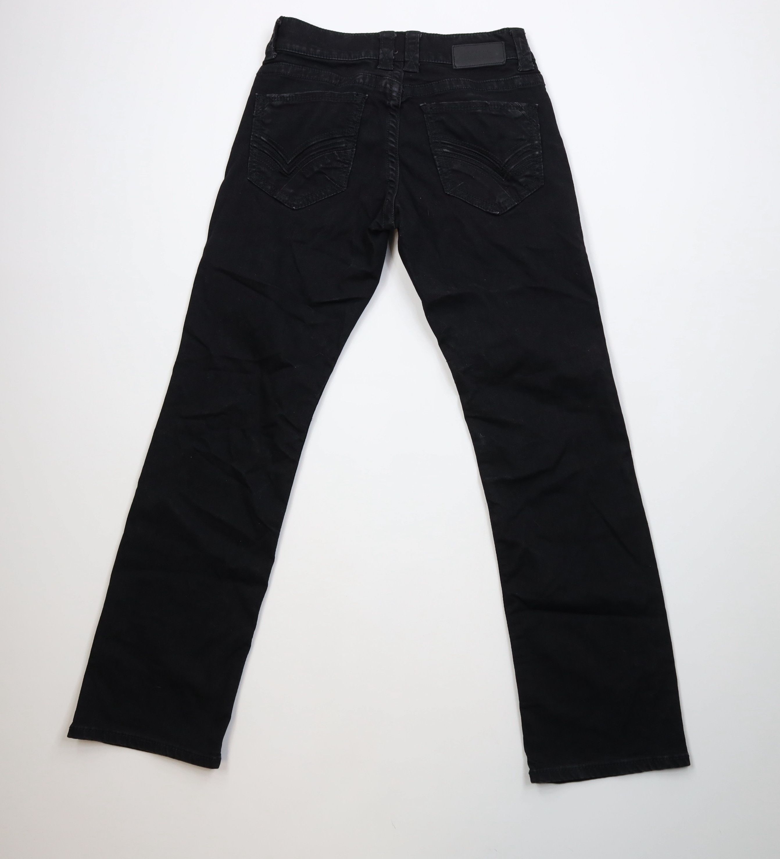 Vintage Buckle Black Thick Stitch Fit No 9 Straight Leg Denim Jeans Size US 29 - 8 Thumbnail