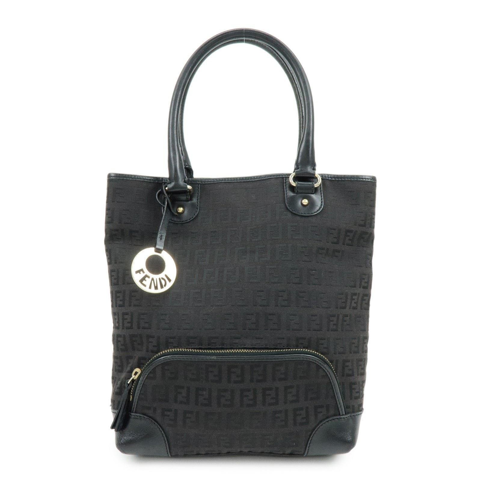 Fendi Fendi Zucchino & Leather Tote Black Size ONE SIZE - 1 Thumbnail