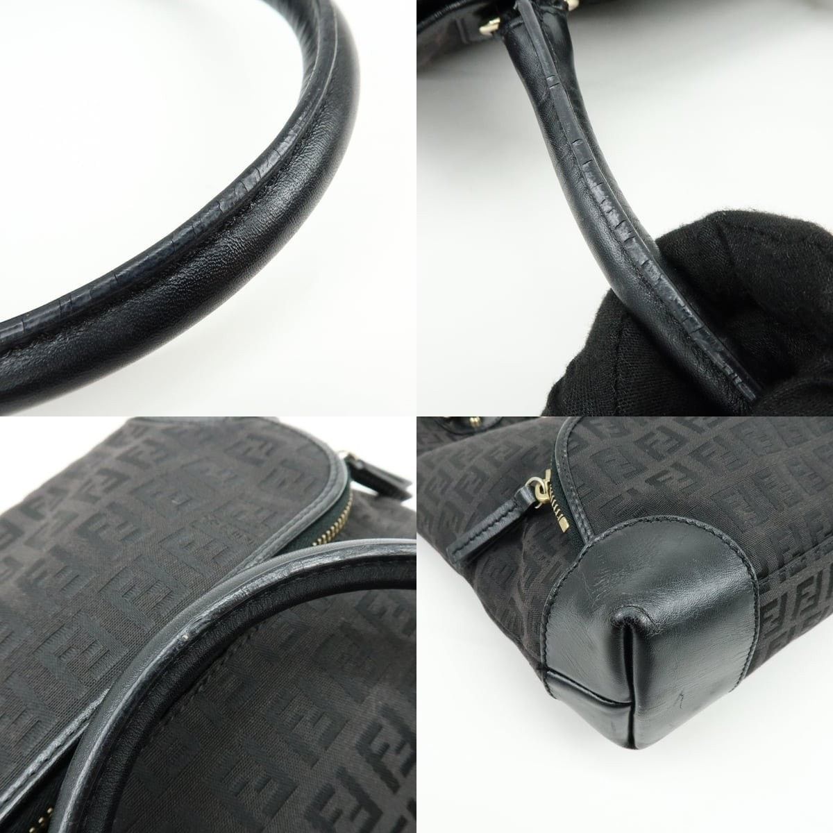 Fendi Fendi Zucchino & Leather Tote Black Size ONE SIZE - 4 Thumbnail