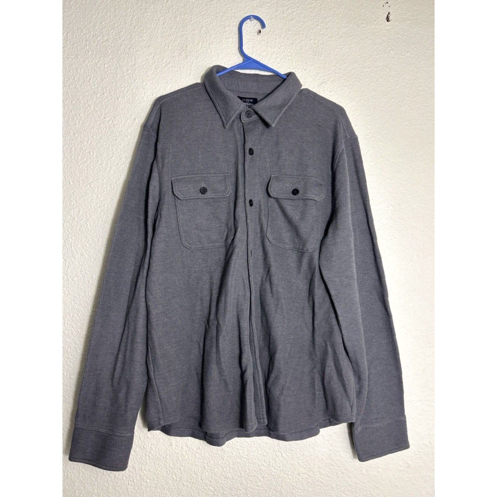 J.Crew J. Crew Men's Grey Authentic Fleece Double Pocket Long Sleeve Sweatshirt Shirt Large Regular Fit Size US L / EU 52-54 / 3 - 2 Thumbnail