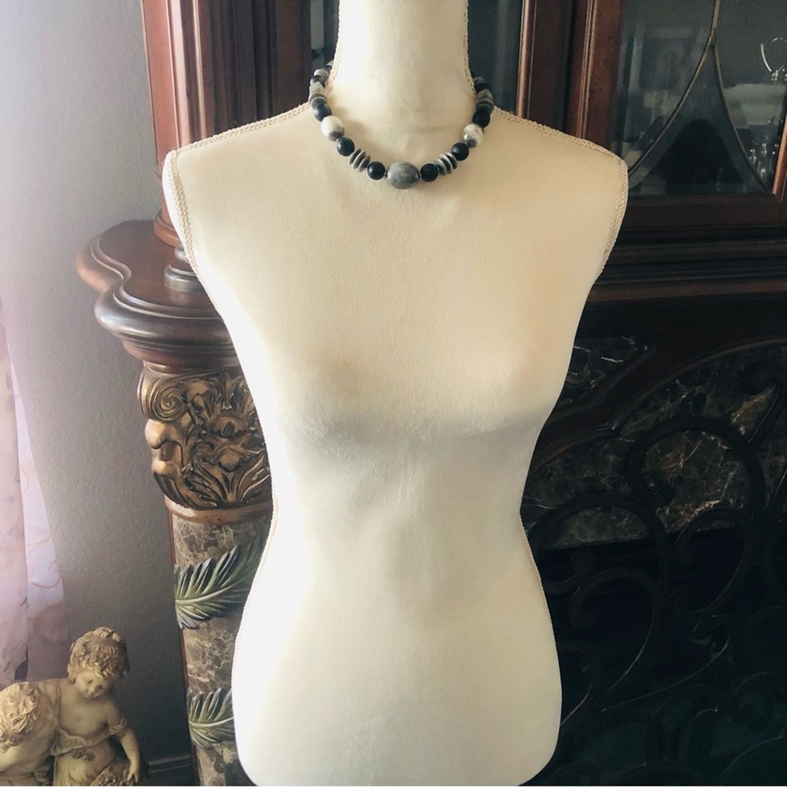 Vintage Vintage 80s gray ceramic bead necklace Size ONE SIZE - 5 Thumbnail