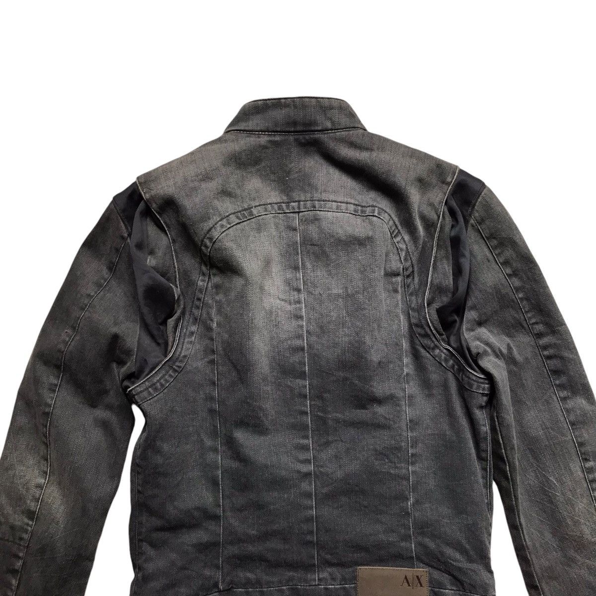 Armani Exchange VINTAGE ARMANI EXCHANGE RACING BIKER DENIM JACKET Size US XS / EU 42 / 0 - 8 Thumbnail