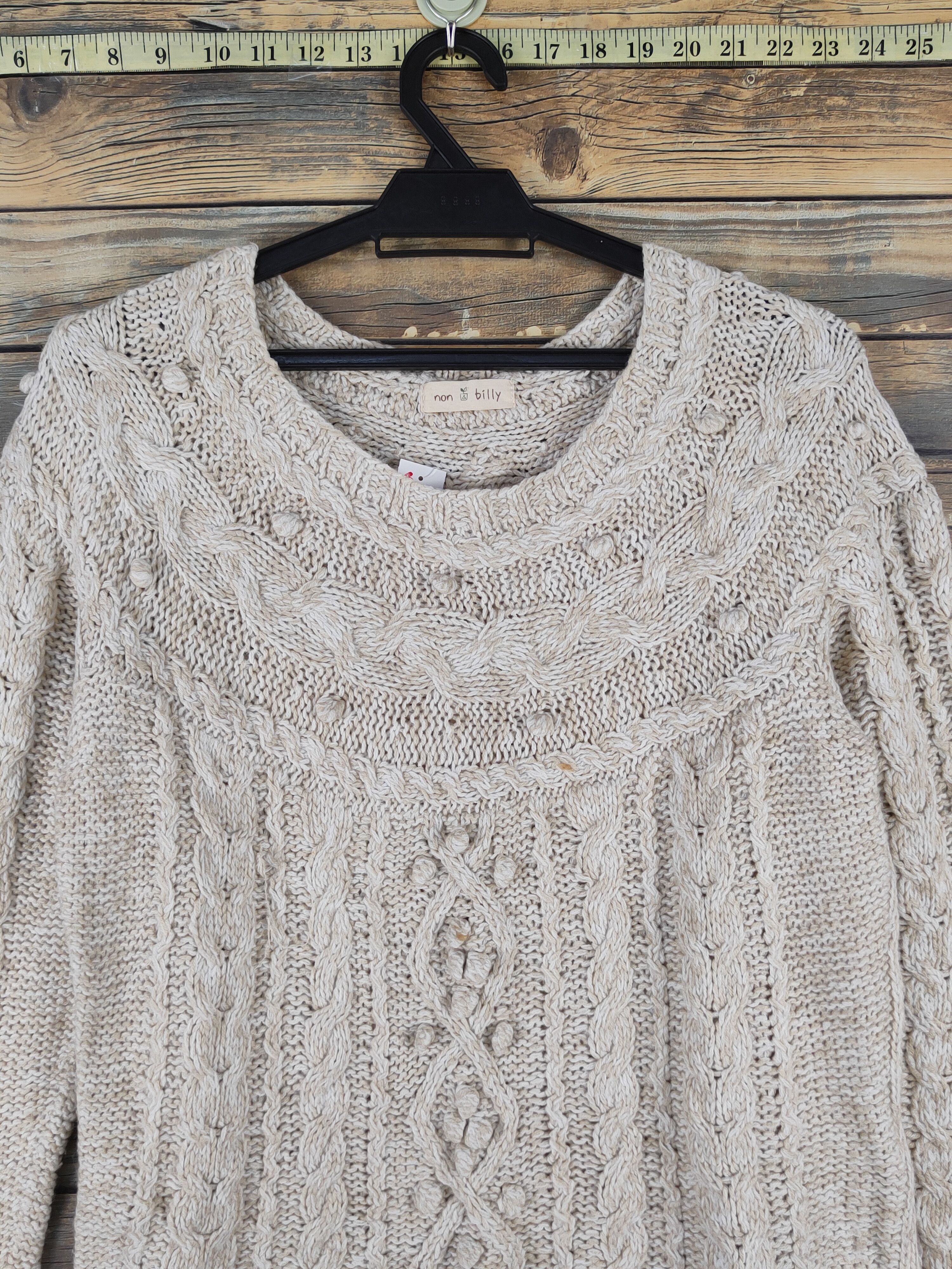 Aran Isles Knitwear × Japanese Brand × Vintage Non & Billy Light Brown Knitwear Cardigan #W1241 Size S / US 4 / IT 40 - 2 Thumbnail