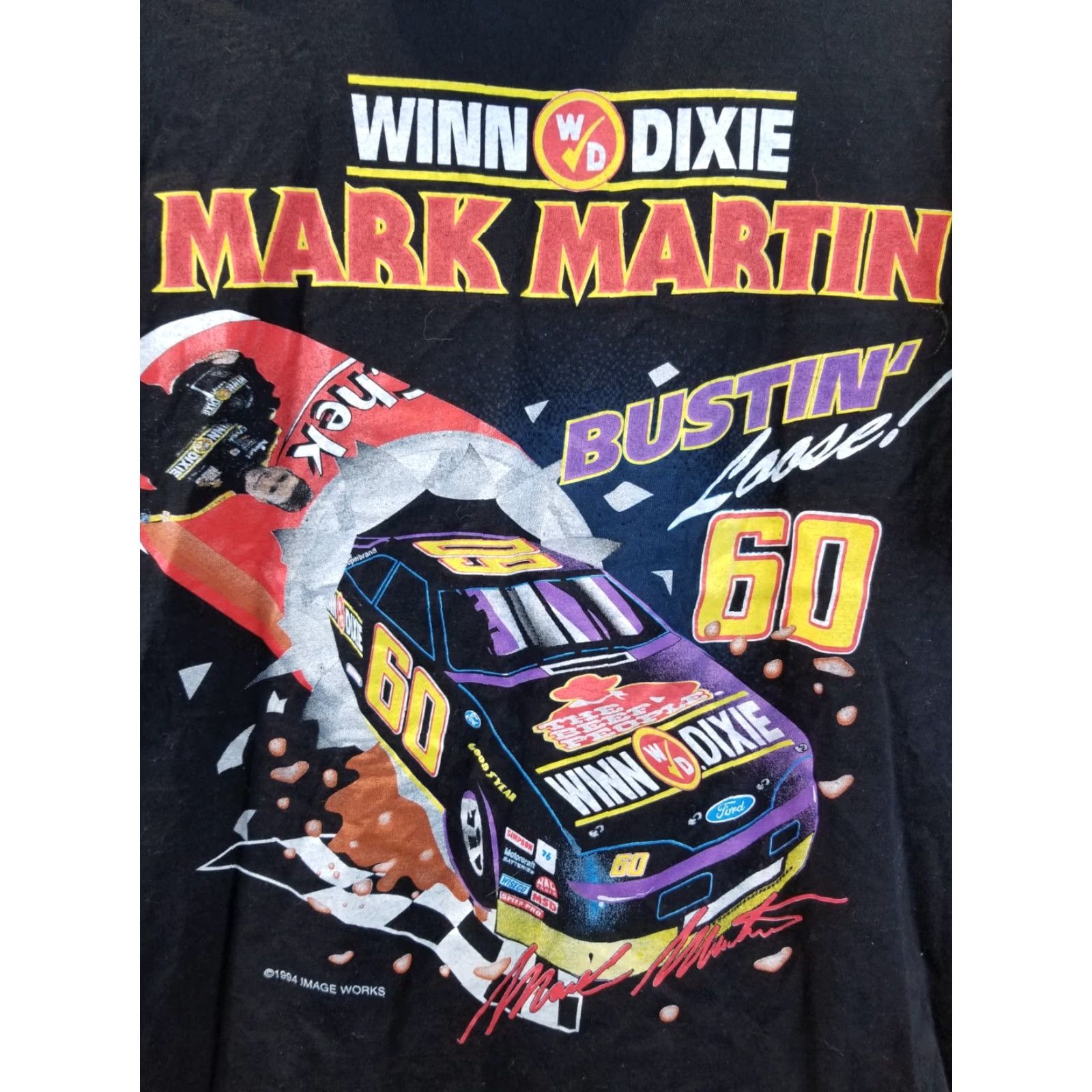 Vintage VINTAGE MARK MARTIN WINN DIXIE RACING SINGLE STITCH BLACK T-SHIRT SZ XL Men Shirt XL Black Vintage 94' Retro USA Size US XL / EU 56 / 4 - 2 Thumbnail