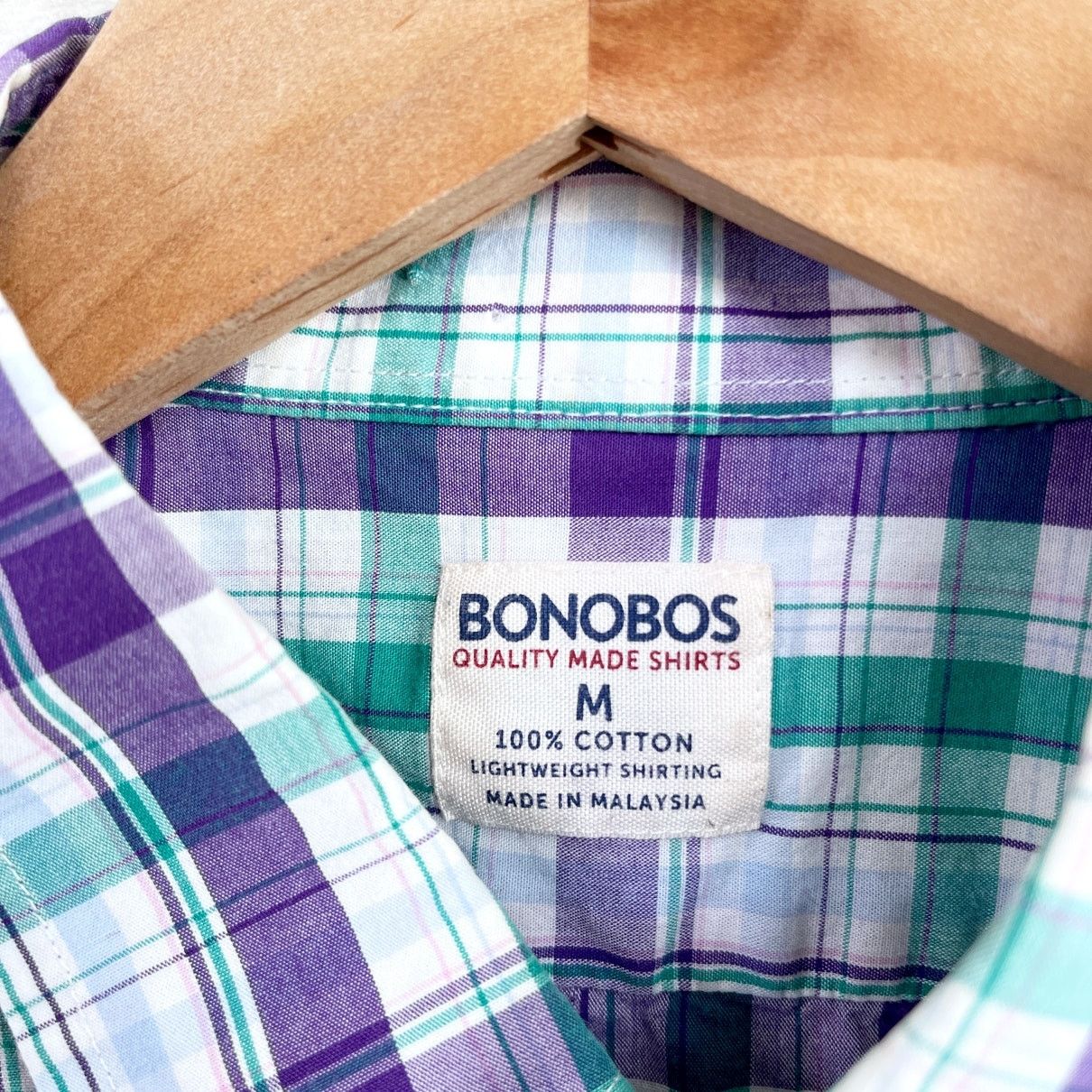 Bonobos Bonobos Long Sleeve Poplin Shirt Green Purple Plaid Mens M Size US M / EU 48-50 / 2 - 5 Thumbnail