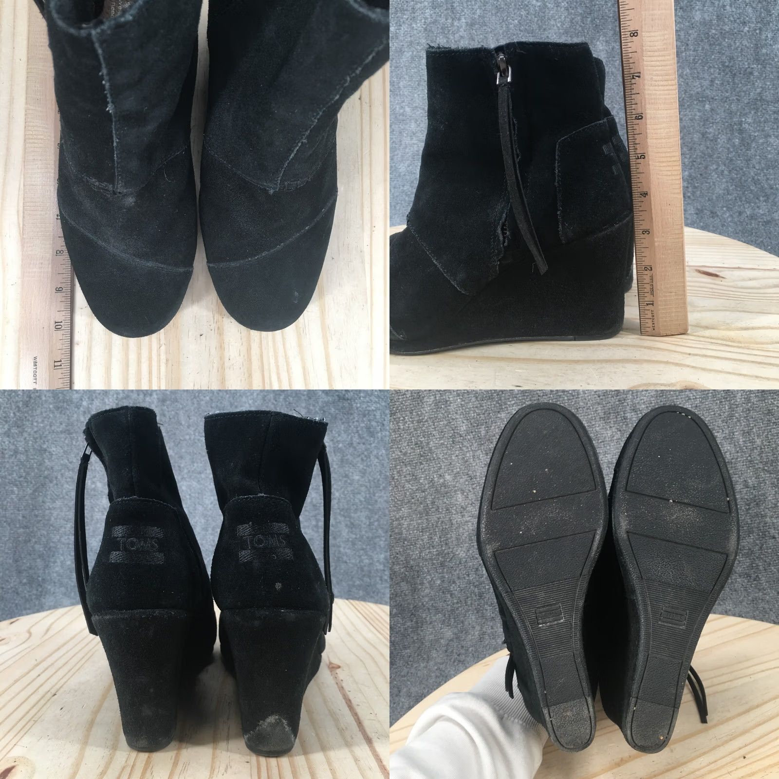 Toms Toms Boots Womens 9 Desert Black Comfort Side Zip Round Toe Casual Wedge Heels Size US 9 / IT 39 - 8 Thumbnail
