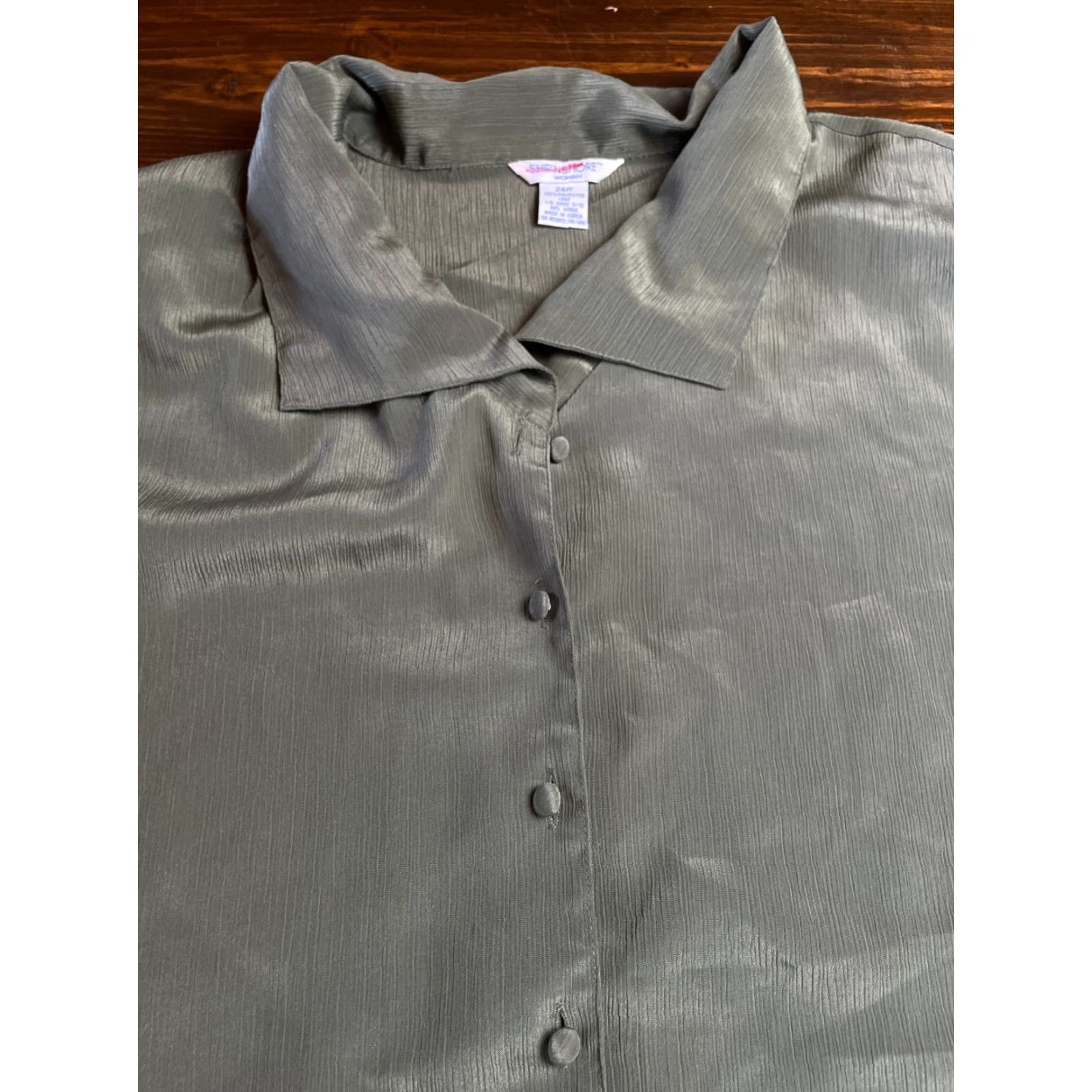 Vintage VINTAGE Ship N Shore Shirt Womens Plus Size 24W Green Shoulder Pads T-Shirt Casual Size 4XL / US 24-26 - 3 Thumbnail