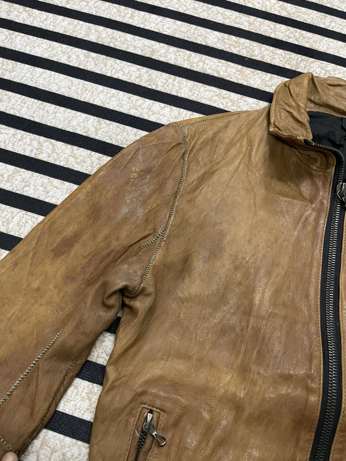Shellac 2000s SHELLAC SHEEP SKIN BIKER LEATHER JACKET RARE Size US S / EU 44-46 / 1 - 8 Thumbnail