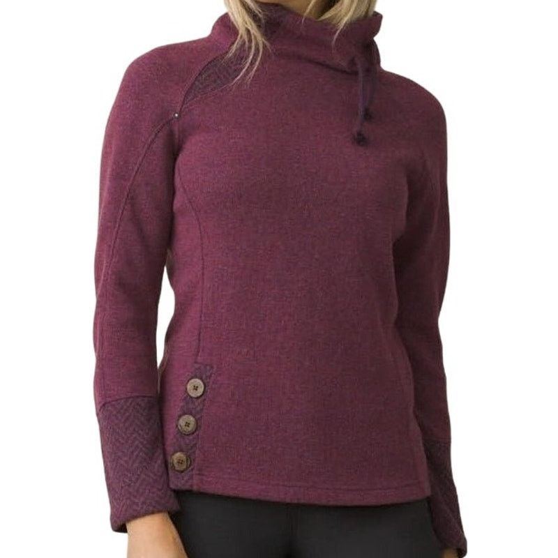 Prana Lucia Herringbone Sweater Turtleneck Tie Wool Purple M