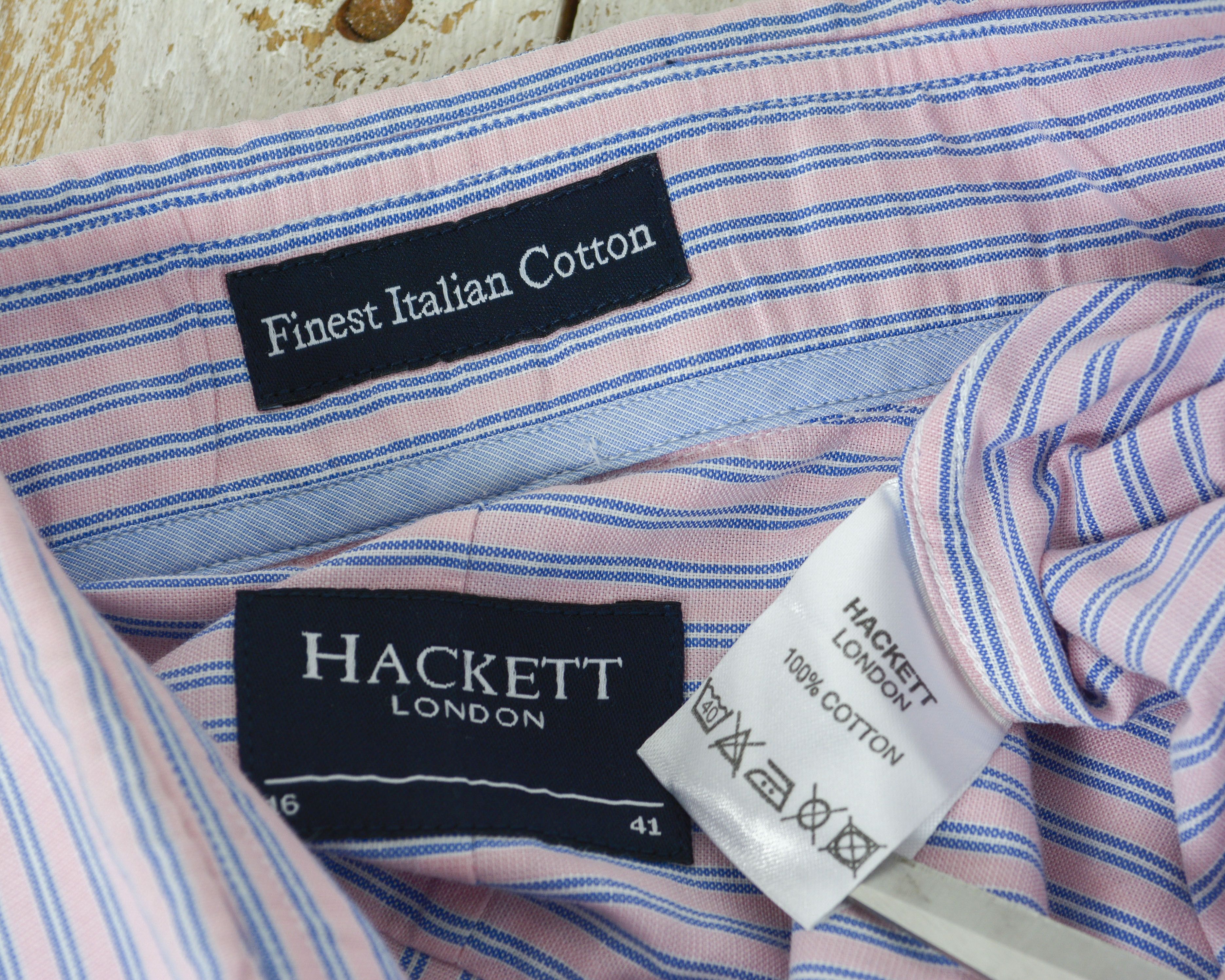 Hackett 16" Size 42 Shirt Formal Top Striped L Finest Italian Cotton Size 40R - 6 Thumbnail