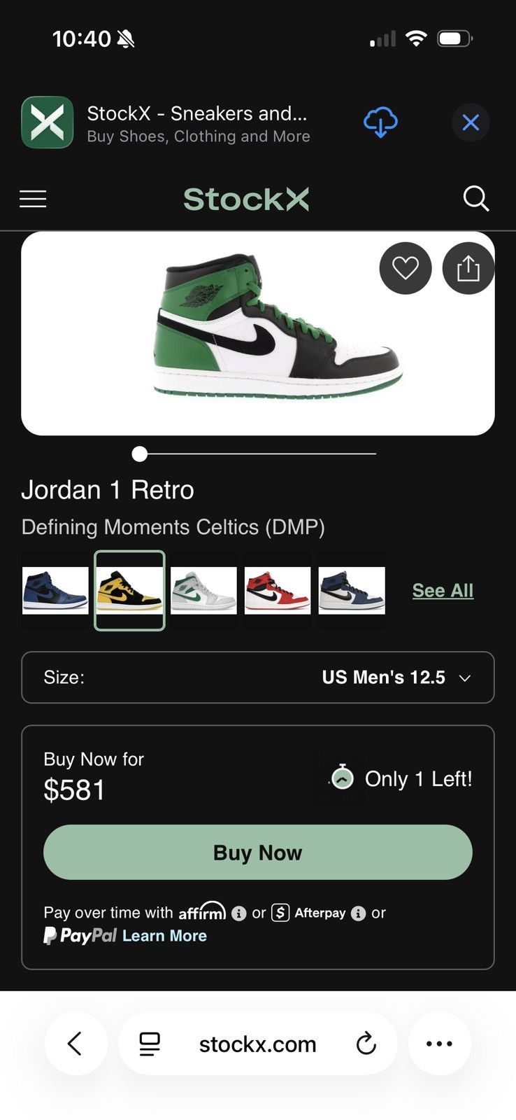 Nike Jordan 1 retro defining moments celtics (DMP) Size US 12 / EU 45 - 6 Thumbnail