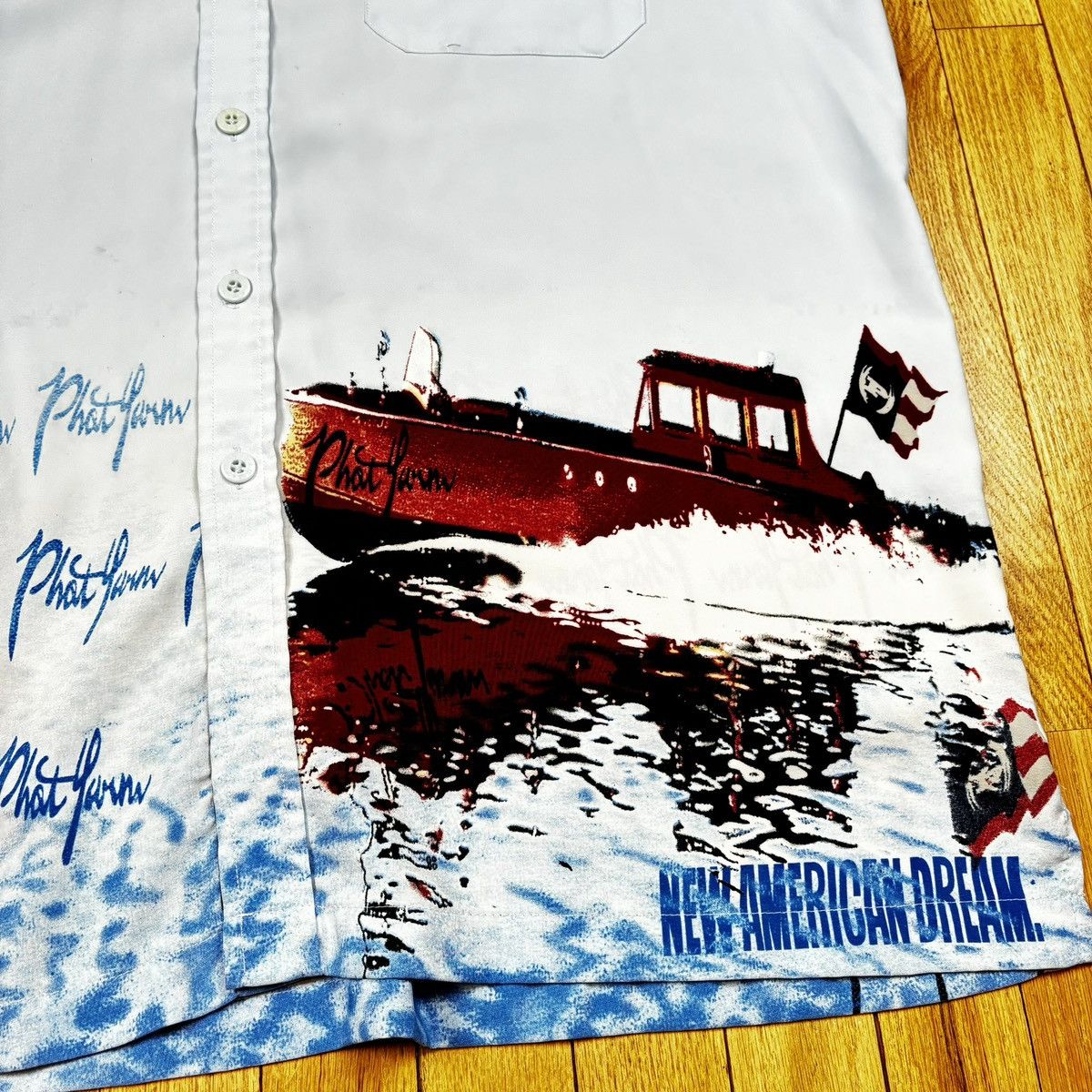 Vintage VTG Phat Farm Shirt SS Big Logo Wrap Around Graphics Sz 2XL Size US XXL / EU 58 / 5 - 2 Thumbnail