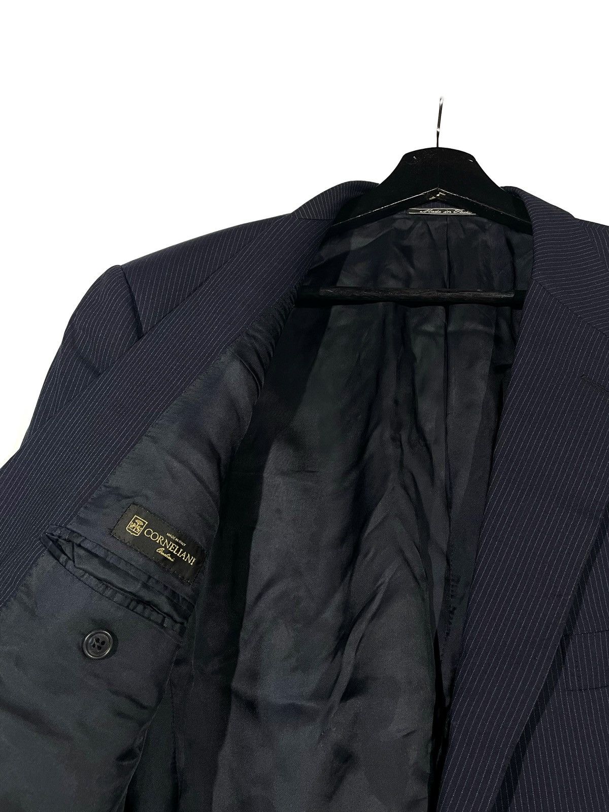 Corneliani Corneliani Blue Italy Wool Blazer Super 100s Merinos Size 52 Size 52R - 4 Thumbnail