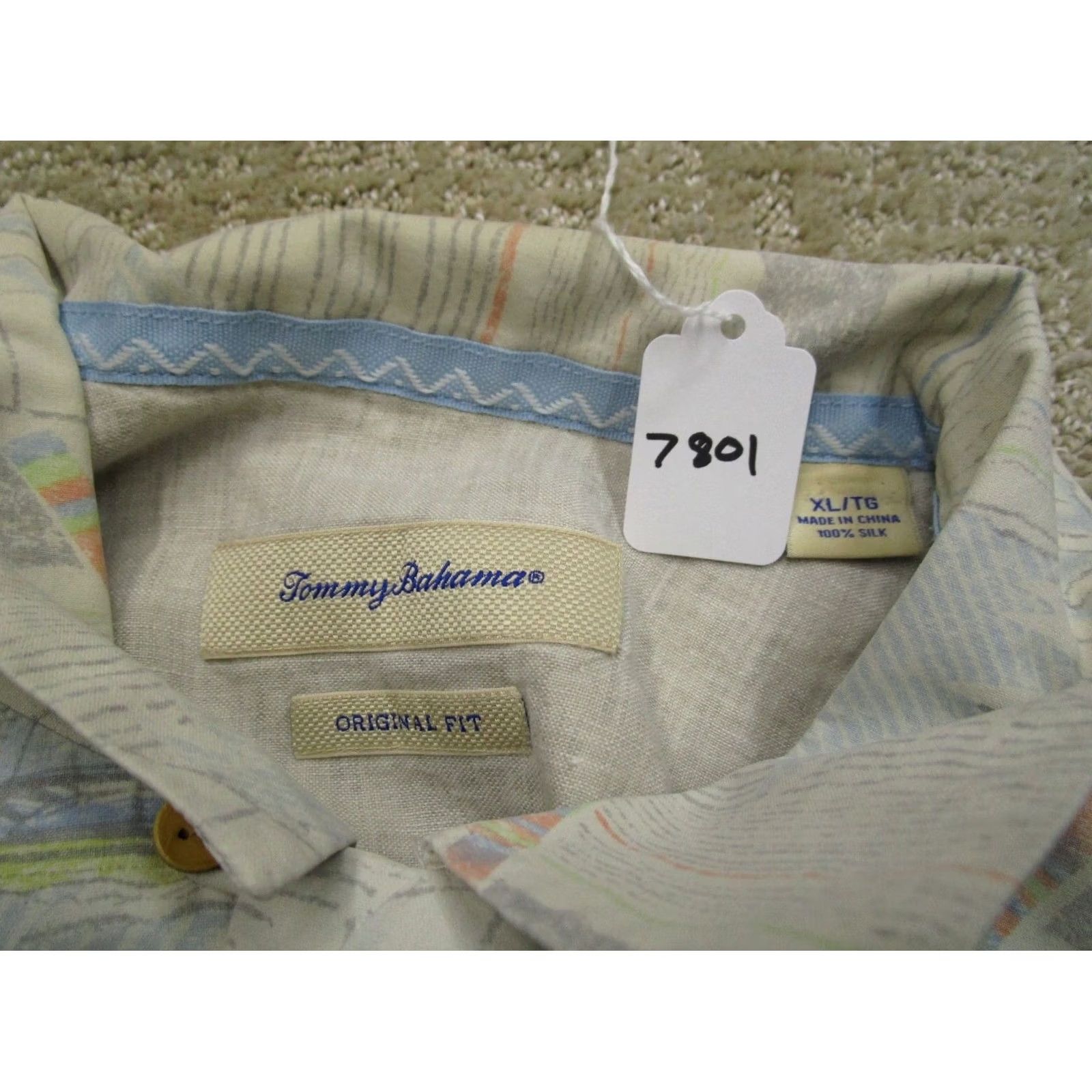 Tommy Bahama Tommy Bahama Shirt Men XL Beige Silk Short Sleeve Hawaiian Button-Up Collar Beach Crew Size US XL / EU 56 / 4 - 8 Thumbnail
