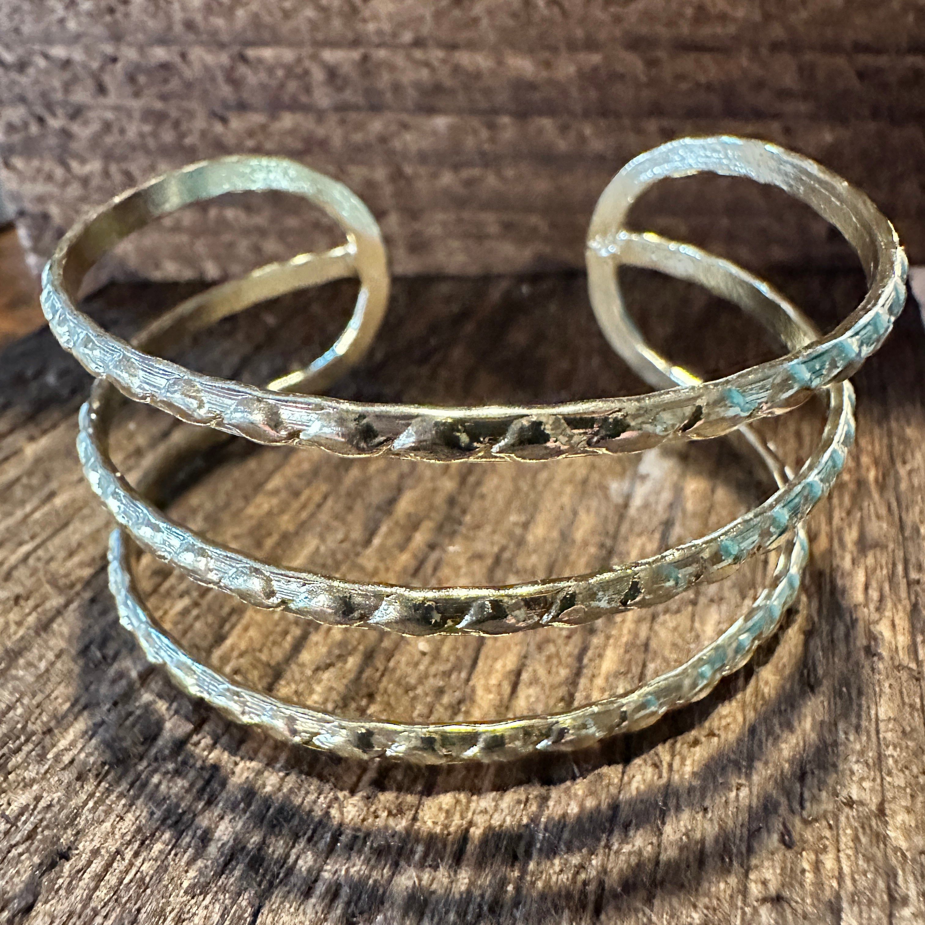 Other Handcrafted Boho Gold Plated Adjustable Cuff Bracelet - 3 Te Size ONE SIZE - 2 Thumbnail