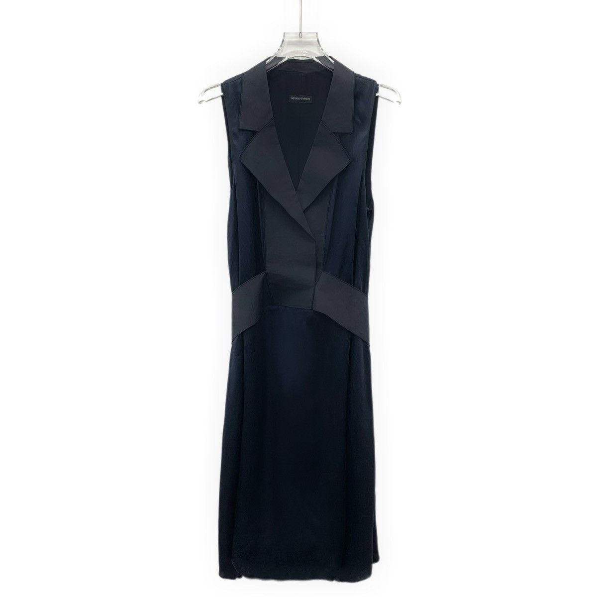 Armani Armani Dark Blue Mulberry Silk Lapel Sleeveless Dress K26WX Size M / US 6-8 / IT 42-44 - 1 Thumbnail