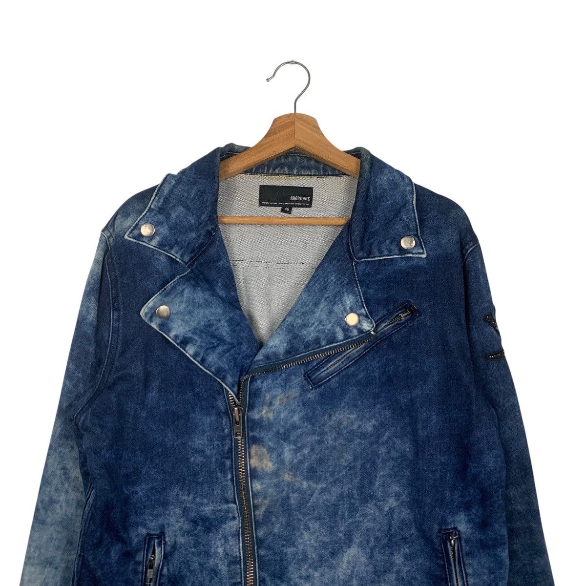 Japanese Brand ABORDAGE Acid Wash Double Collar Jacket #1801-C16 Size US M / EU 48-50 / 2 - 2 Thumbnail