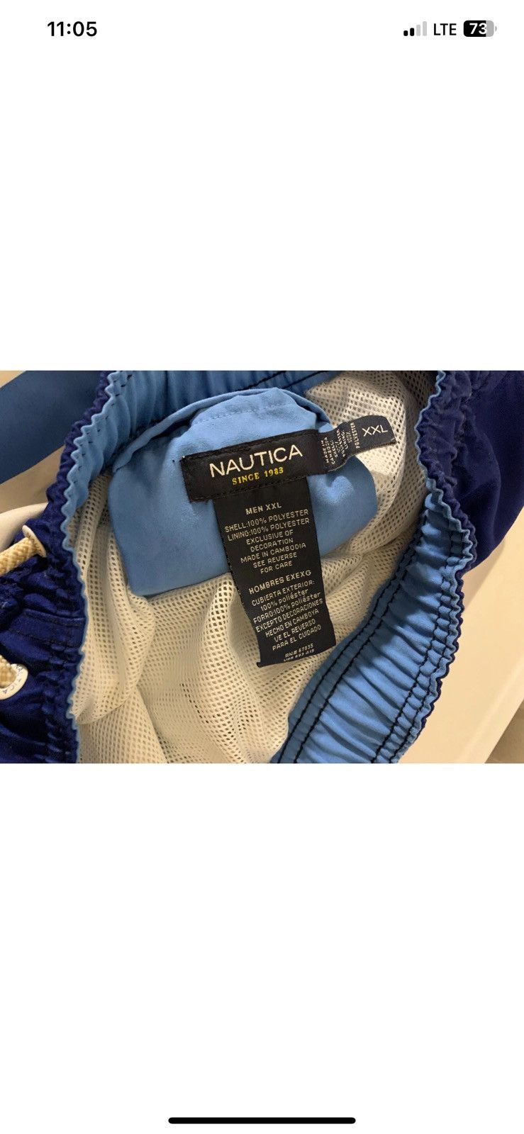 Nautica Vtg Nautica Mens Sz XXL Navy Blue Stripe Trunks Board Size US 38 / EU 54 - 2 Thumbnail