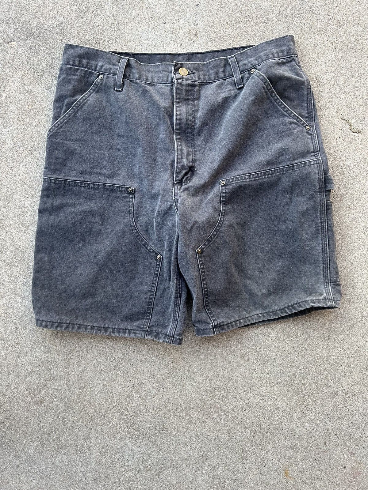 image of Vintage B80 Black Carhartt Double Knee Shorts, Men's (Size 34)