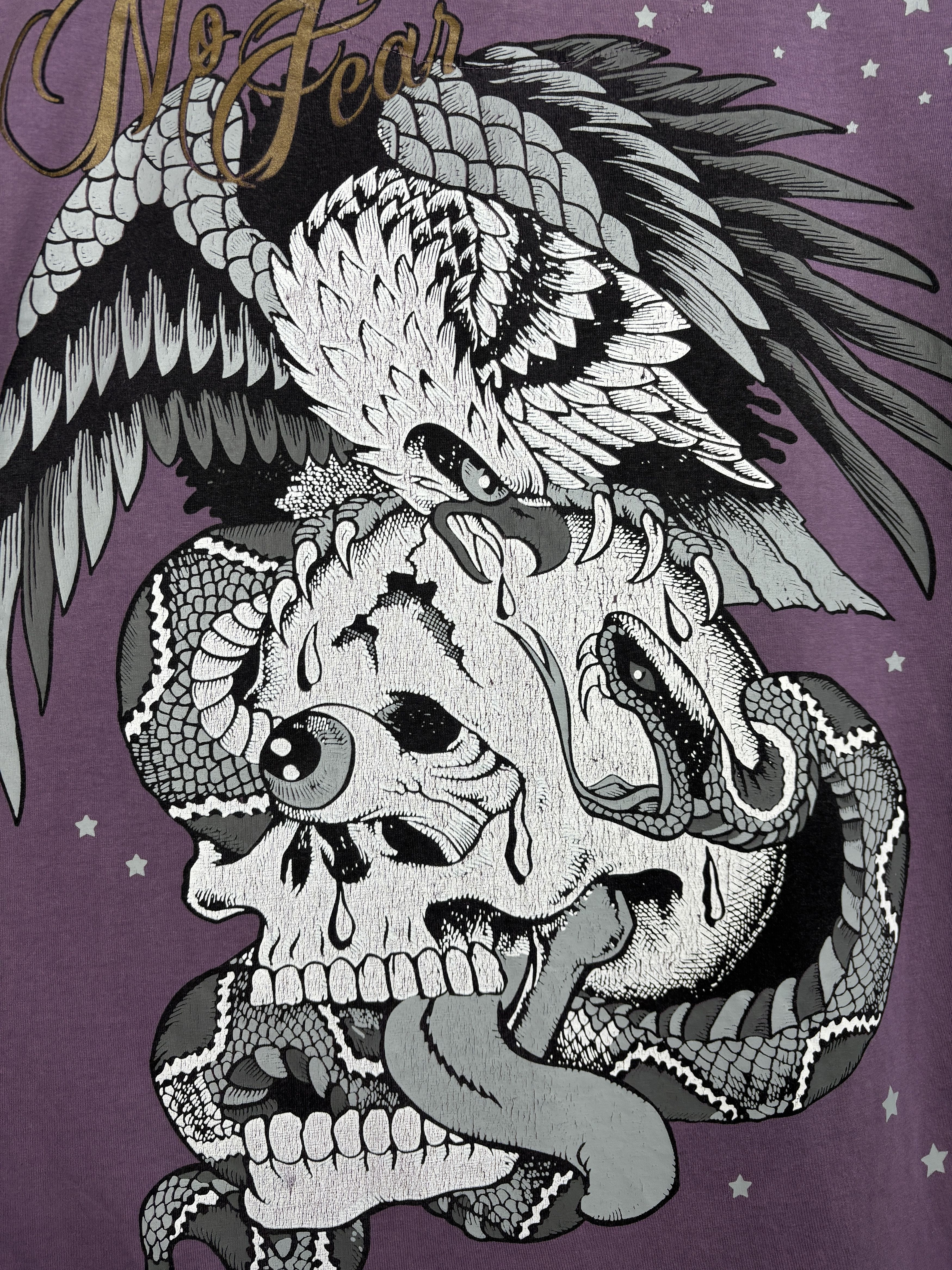 No Fear × Vintage Vintage No Fear Eagle Snake Skull T-shirt Size US XXL / EU 58 / 5 - 4 Thumbnail