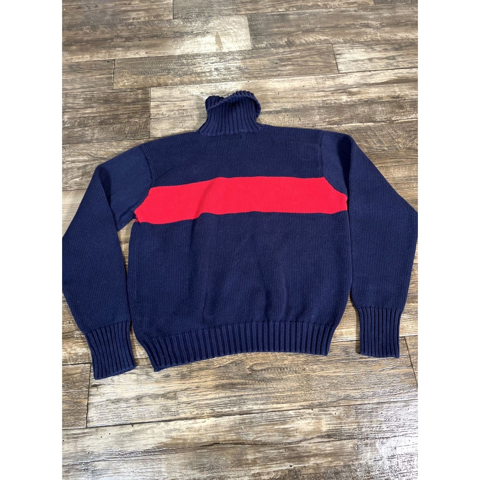 Ralph Lauren VINTAGE Polo Ralph Lauren Turtleneck Sweater Mens L Blue/Red Polo Embroidered Logo 90s Christmas Winter United States Fashion Pullover Shirt? Size US L / EU 52-54 / 3 - 6 Thumbnail