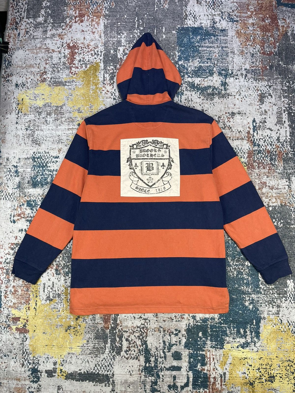 Brooks Brothers Brooks Brothers Stripe Orange Back Hit Hoodie Shirts Size US L / EU 52-54 / 3 - 1 Thumbnail