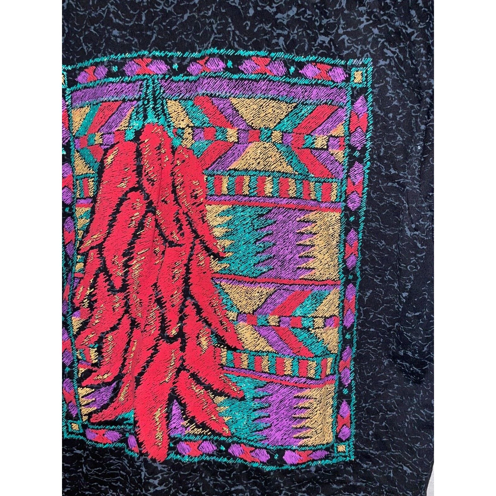 Jerzees Vintage Nevada Shirt Native Tribal Speckled Black Tee Size US M / EU 48-50 / 2 - 11 Thumbnail