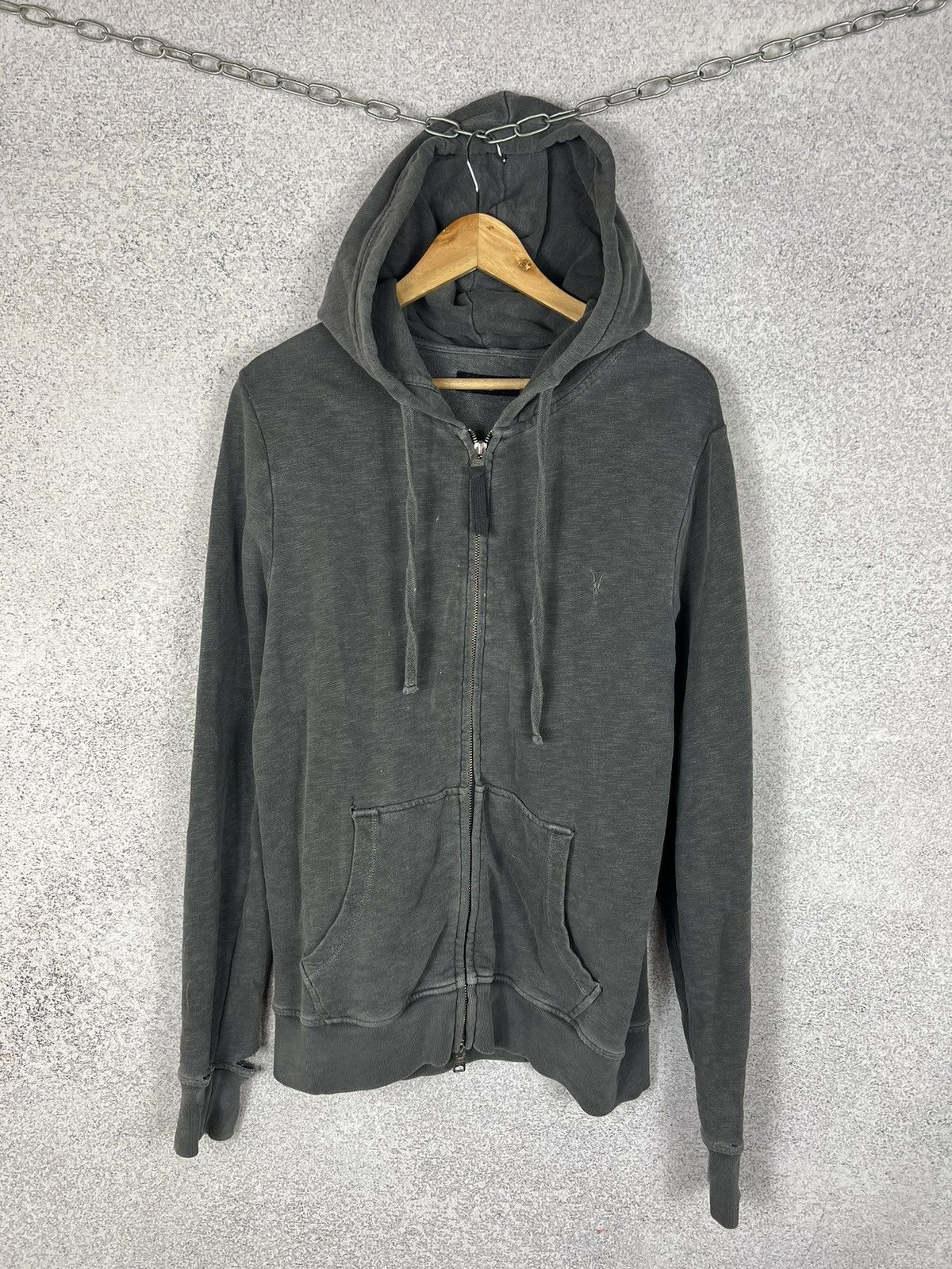 Vintage Allsaints Distressed Zip Hoodie Faded