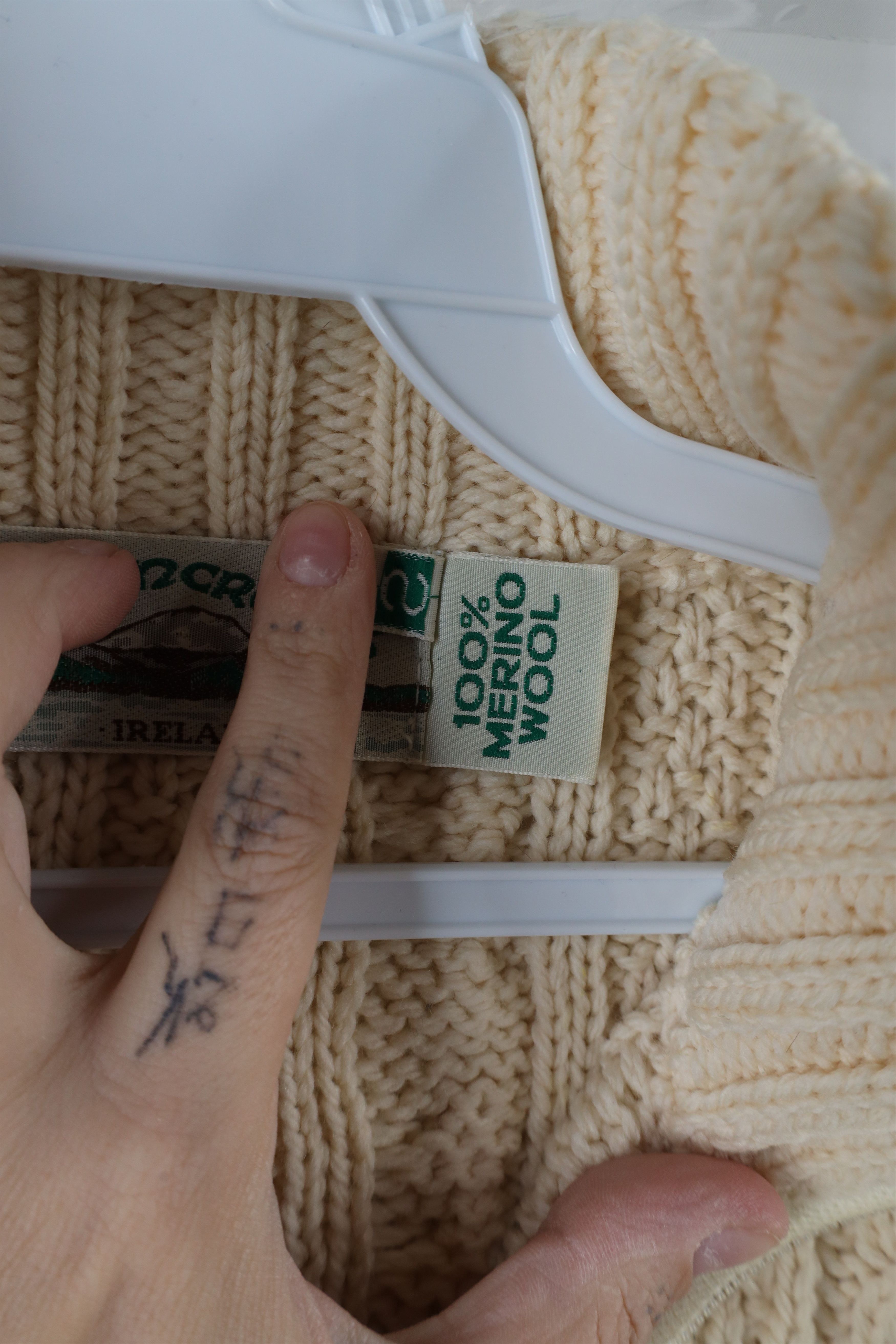 Vintage Vintage 90s Irish Wool Fisherman Knit Full Zip Sweater Size S / US 4 / IT 40 - 8 Thumbnail