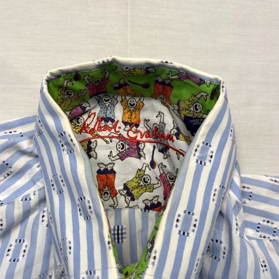 VINTAGE Robert Graham Mens Shirt Long Sleeve Casual Button-Down 2XL Multicolor Striped