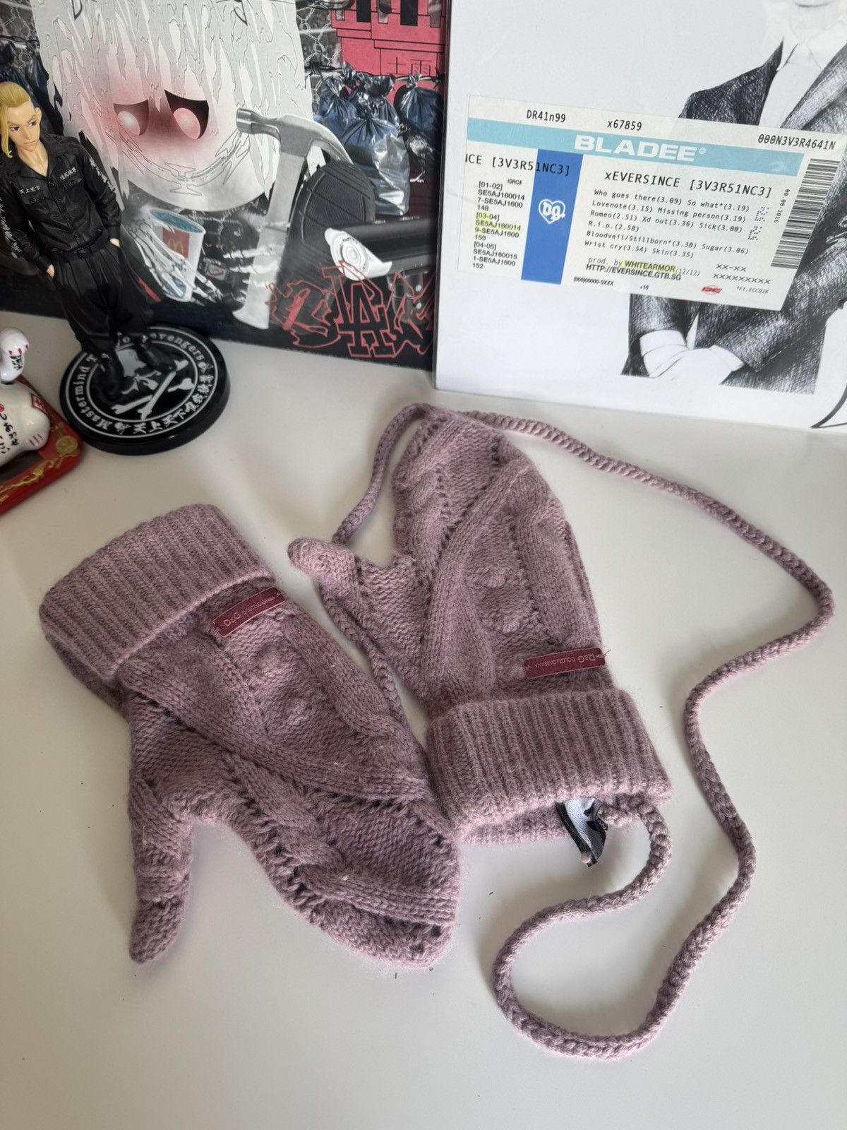 Dolce & Gabbana Dolce & Gabbana D&G Archive Knit Mittens Pink Wool Gloves Size ONE SIZE - 1 Thumbnail