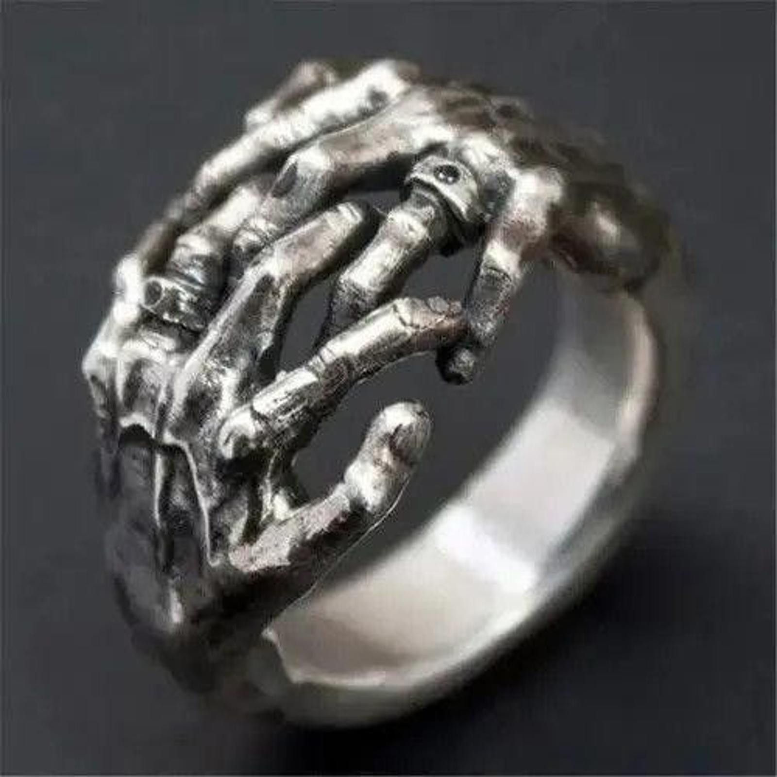 Jewelry × Vintage Goth Punk Skeleton Hand Ring Size ONE SIZE - 2 Thumbnail