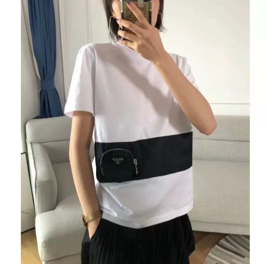 Prada PRADA Women's Zip T-Shirt White Size XS / US 0-2 / IT 36-38 - 1 Thumbnail