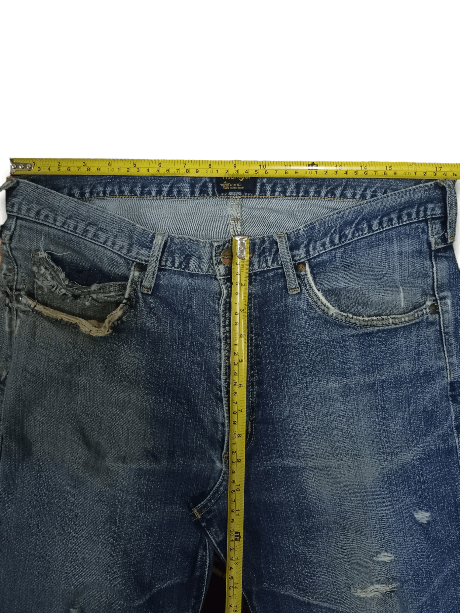 Wrangler SALES 🔥 Vintage Wrangler Blue Wash Distressed Denim Jeans Size US 35 - 9 Thumbnail