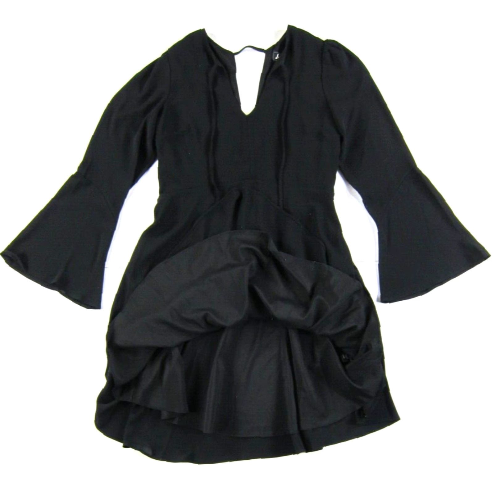 Sam Edelman NWT Sam Edelman Classic Black V-Neck Long Flare Sleeve Sheath Dress Size 0 Size XS / US 0-2 / IT 36-38 - 5 Thumbnail