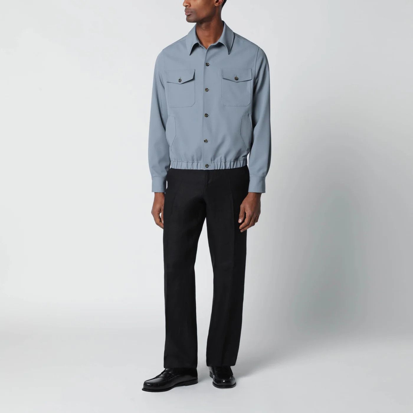 Lardini o1d2blof0526 Wool Shirt Jacket in Gray Size US M / EU 48-50 / 2 - 2 Thumbnail