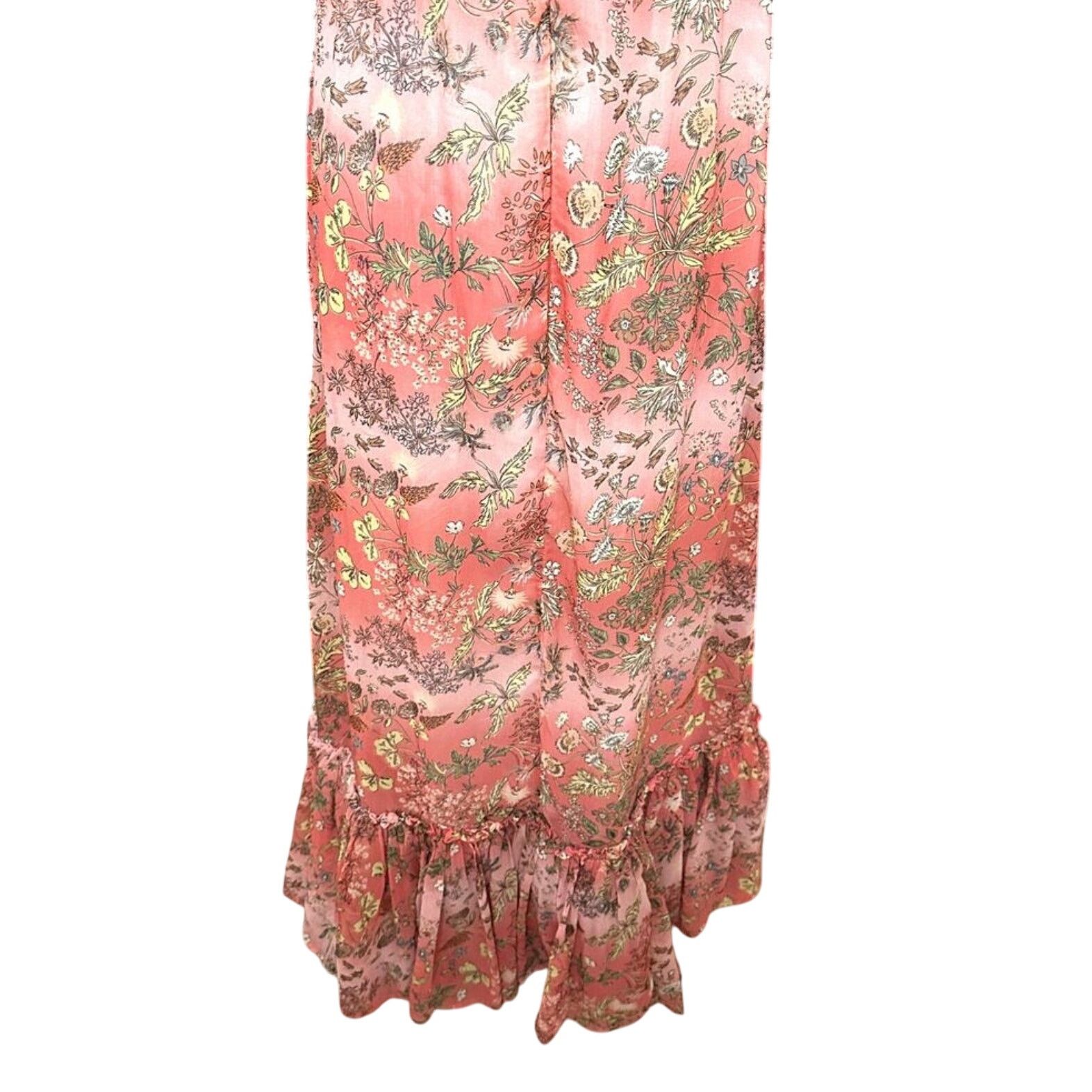 Other By TiMo Smocked Maxi Dress Floral Chiffon Ruffle Orange M Size M / US 6-8 / IT 42-44 - 8 Thumbnail