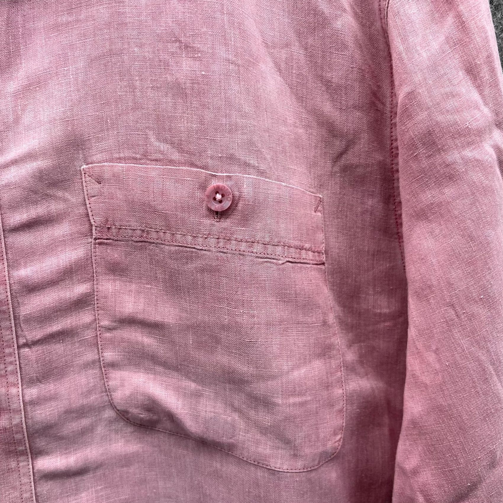 Pinko Indigo Palms Shirt Men XL Adult Pink Linen Button-Down Casual Preppy Striped? No Solid Pink Size US XL / EU 56 / 4 - 6 Thumbnail