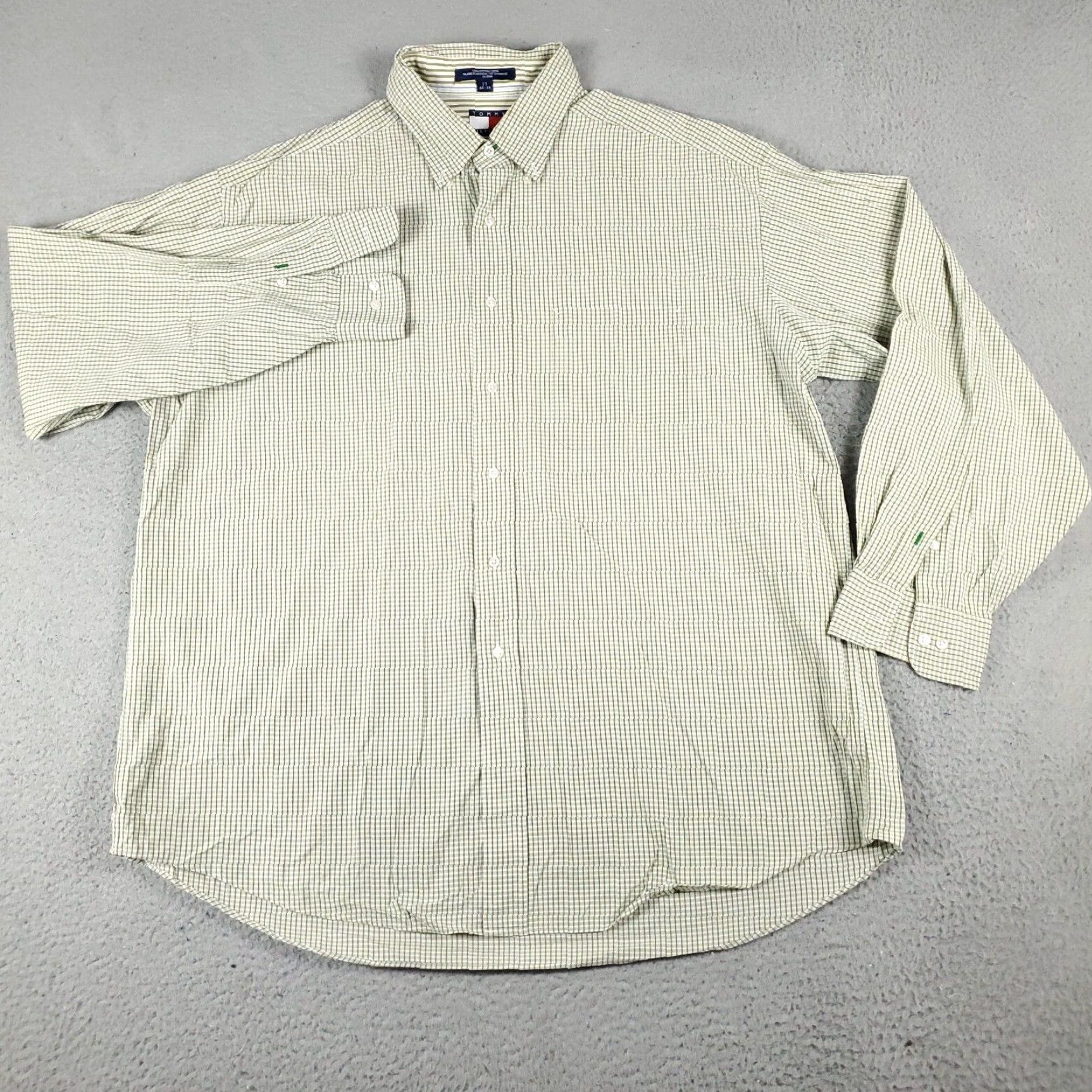 Tommy Hilfiger Tommy Hilfiger Dress Shirt Mens 17 Green Check Button-Down Long Sleeve 100% Cotton Vintage? No (Regular) - Classic Casual Workwear Mens Shirt Size 46R - 2 Thumbnail