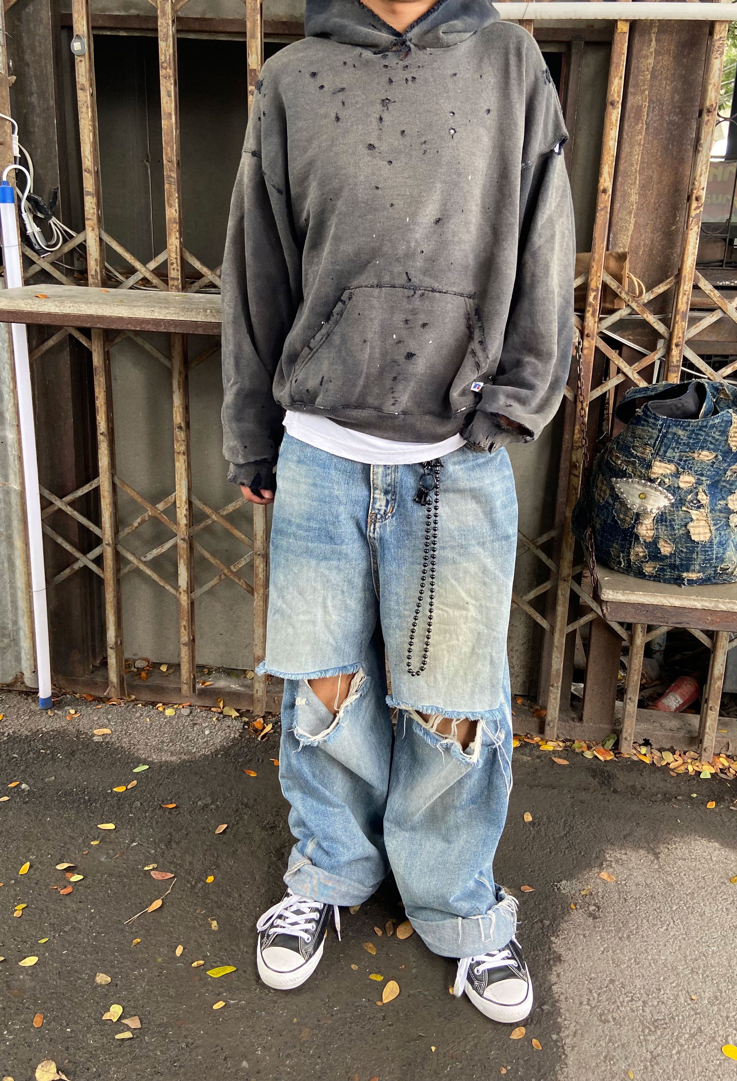 Russell Athletic Thrashed Distressed & Faded Russell Hoodie ERD Grunge Size US XL / EU 56 / 4 - 5 Thumbnail