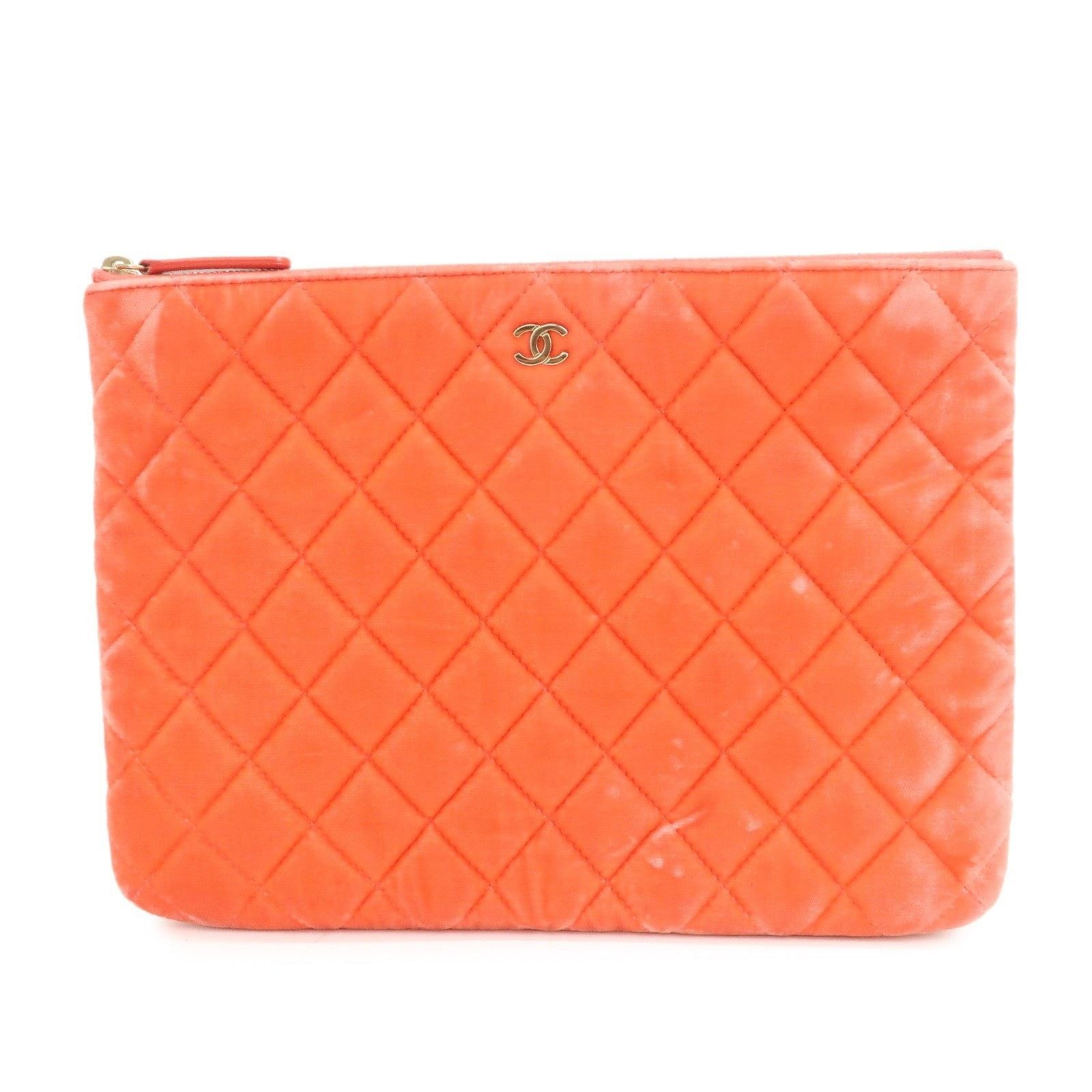 Chanel Chanel Matelasse Velour Clutch Orange Size ONE SIZE - 1 Thumbnail