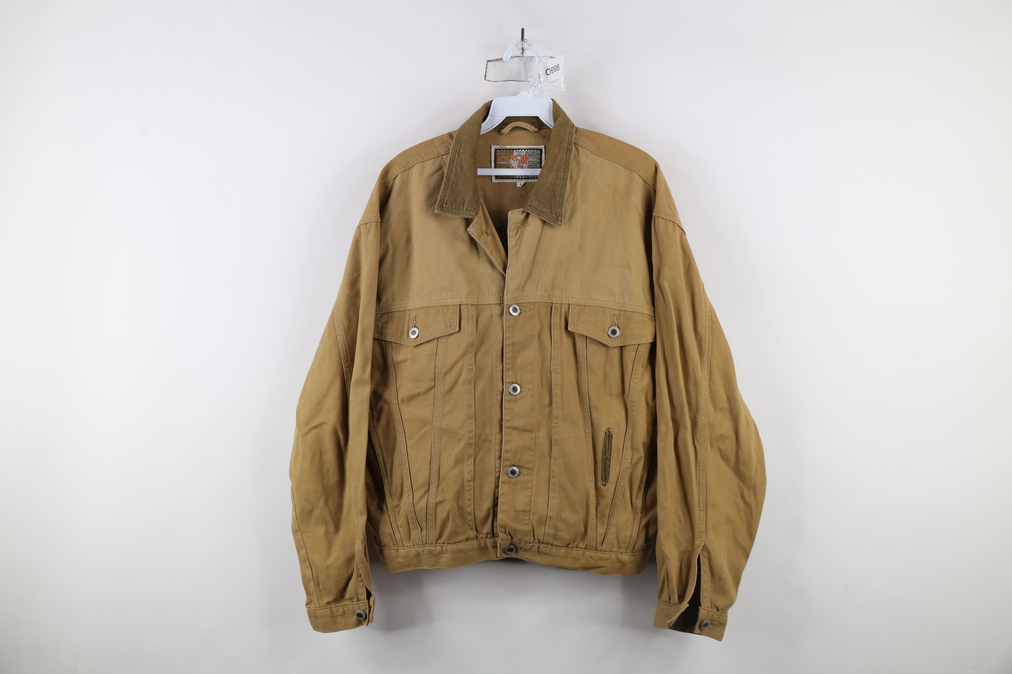 Vintage Vintage 90s Streetwear Corduroy Collar Denim Trucker Jacket Size US L / EU 52-54 / 3 - 1 Thumbnail